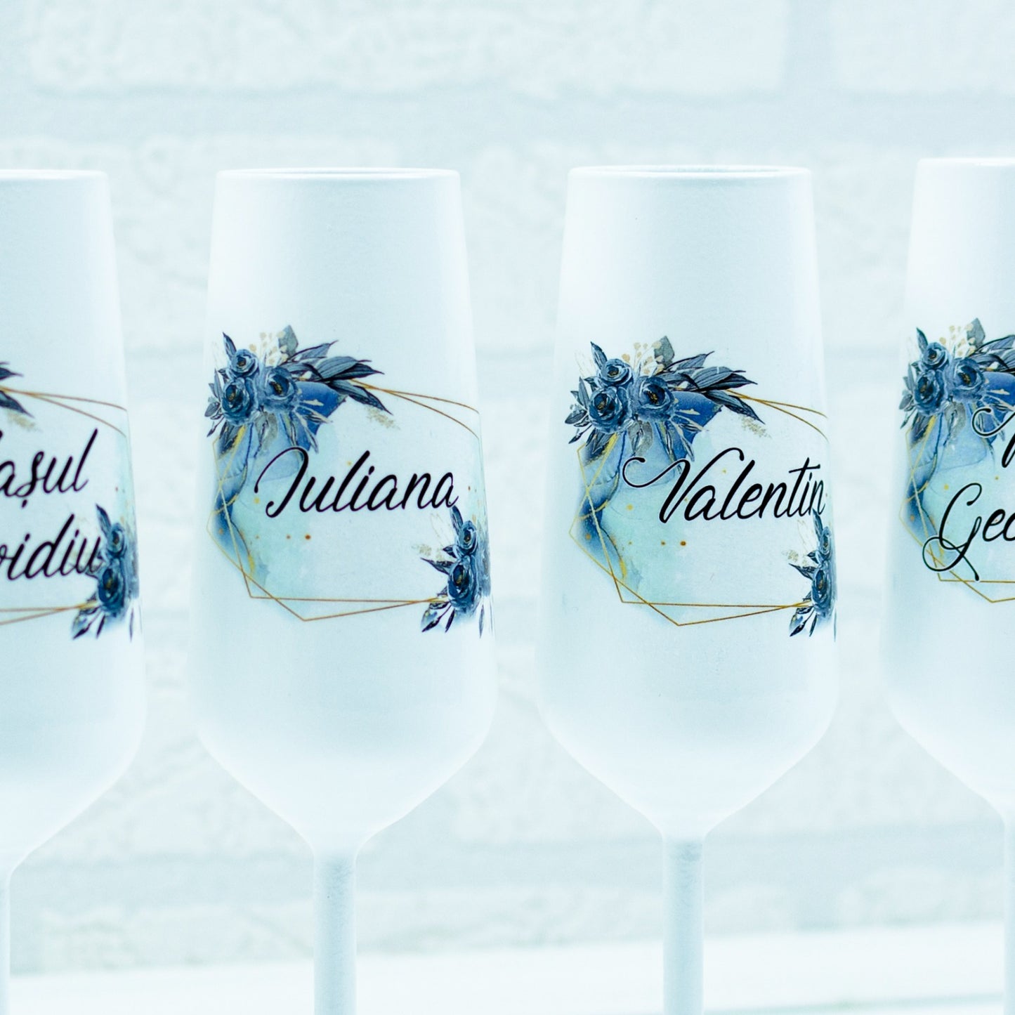 Set pahare Nunta Albastru regal - RoHandWork