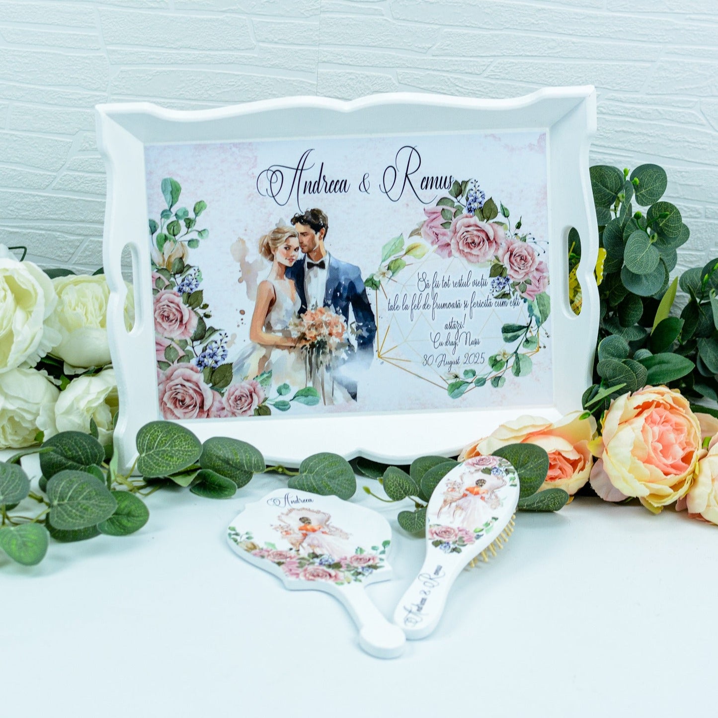 Set gatitul miresei flori RoHandWork