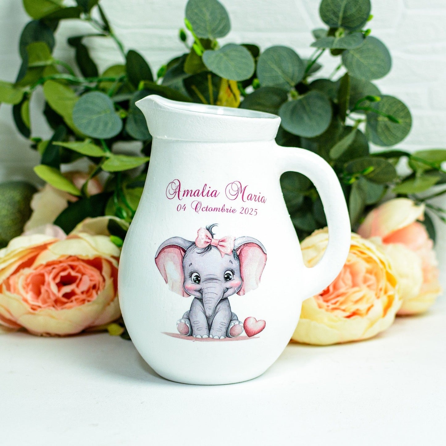 Carafa botez - Canta de botez Elefantel RoHandWork