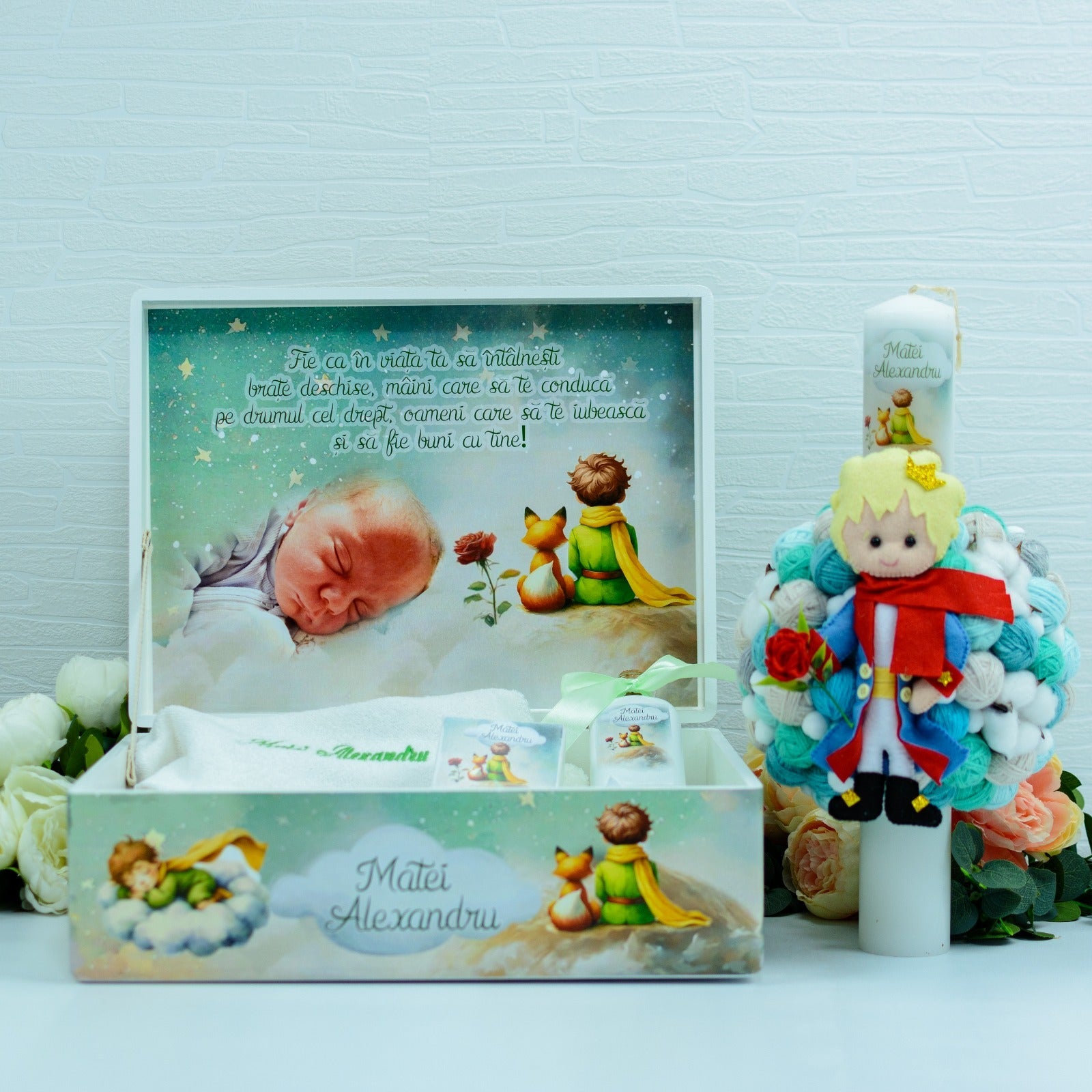 Set trusou botez Micul Print pe luna RoHandWork