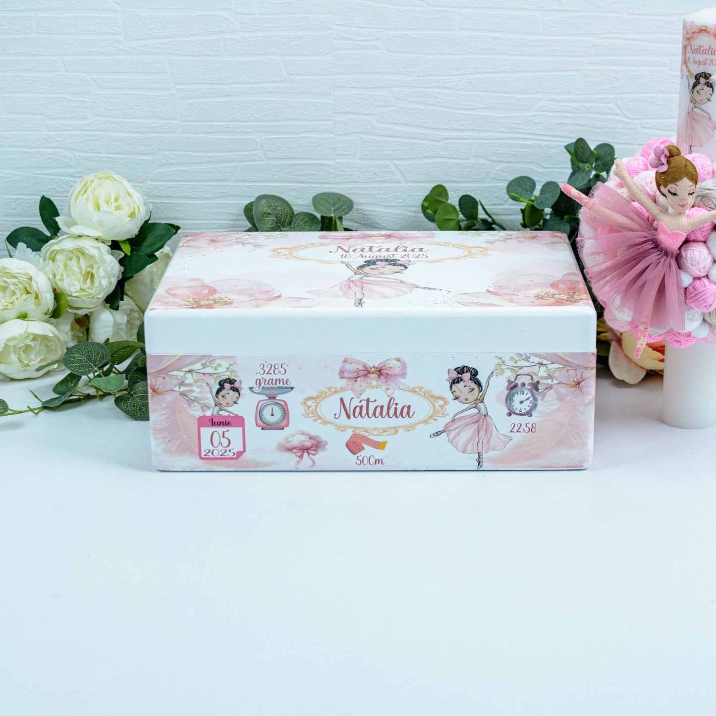 Cutie de amintiri botez Balerina RoHandWork