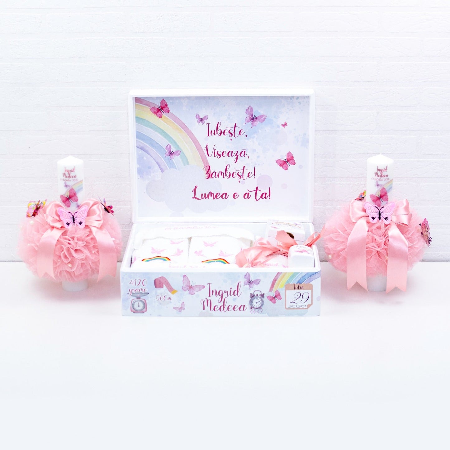 Set trusou botez fluturi si curcubeu RoHandWork