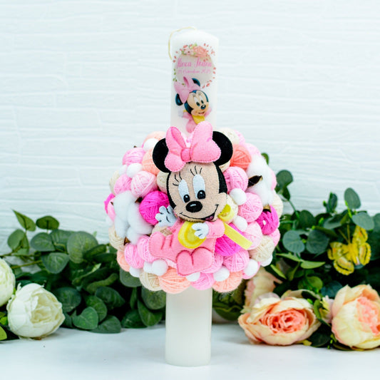 Lumanare Botez cu gheme Baby Minnie RoHandWork