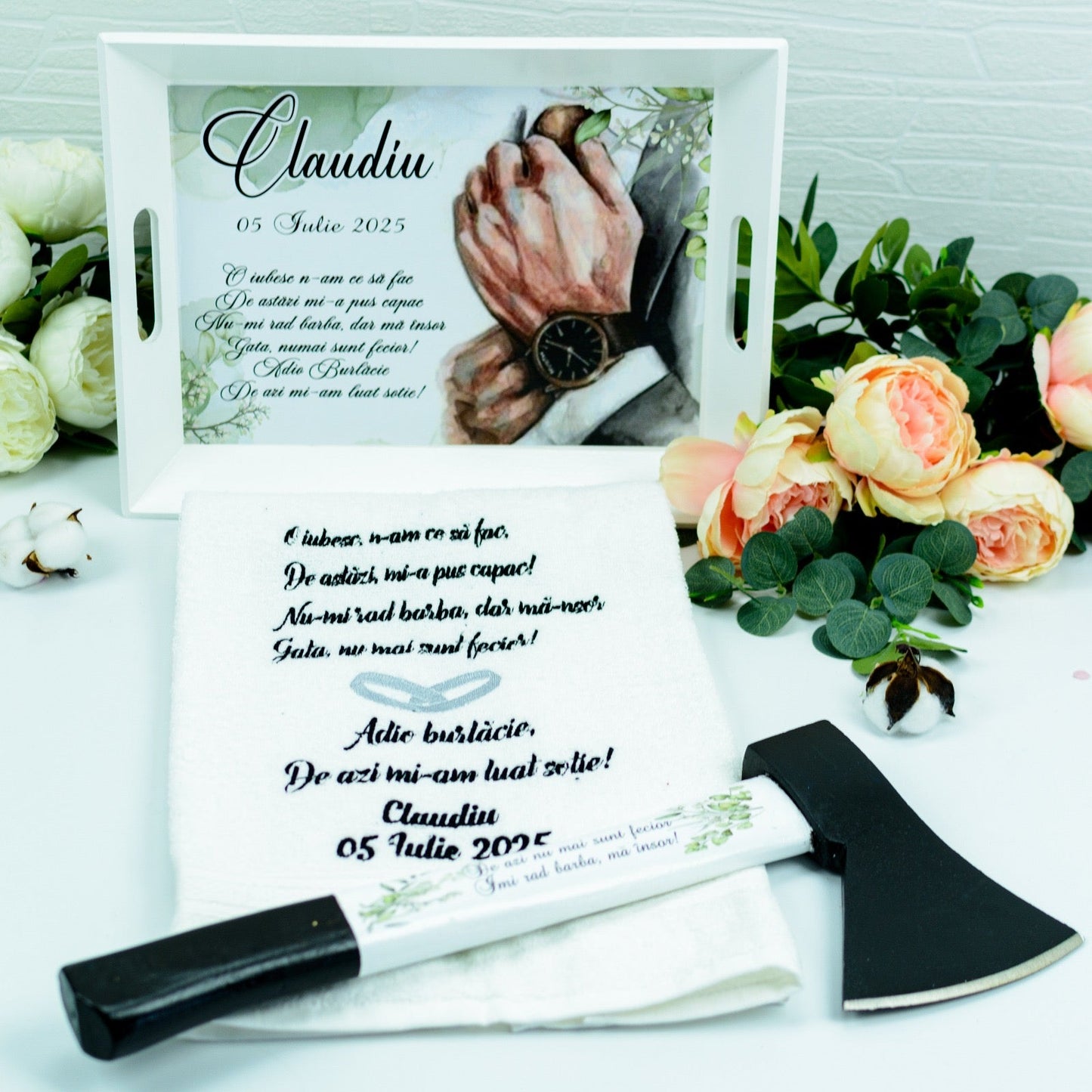 Set pentru gatitul mirelui verde RoHandWork