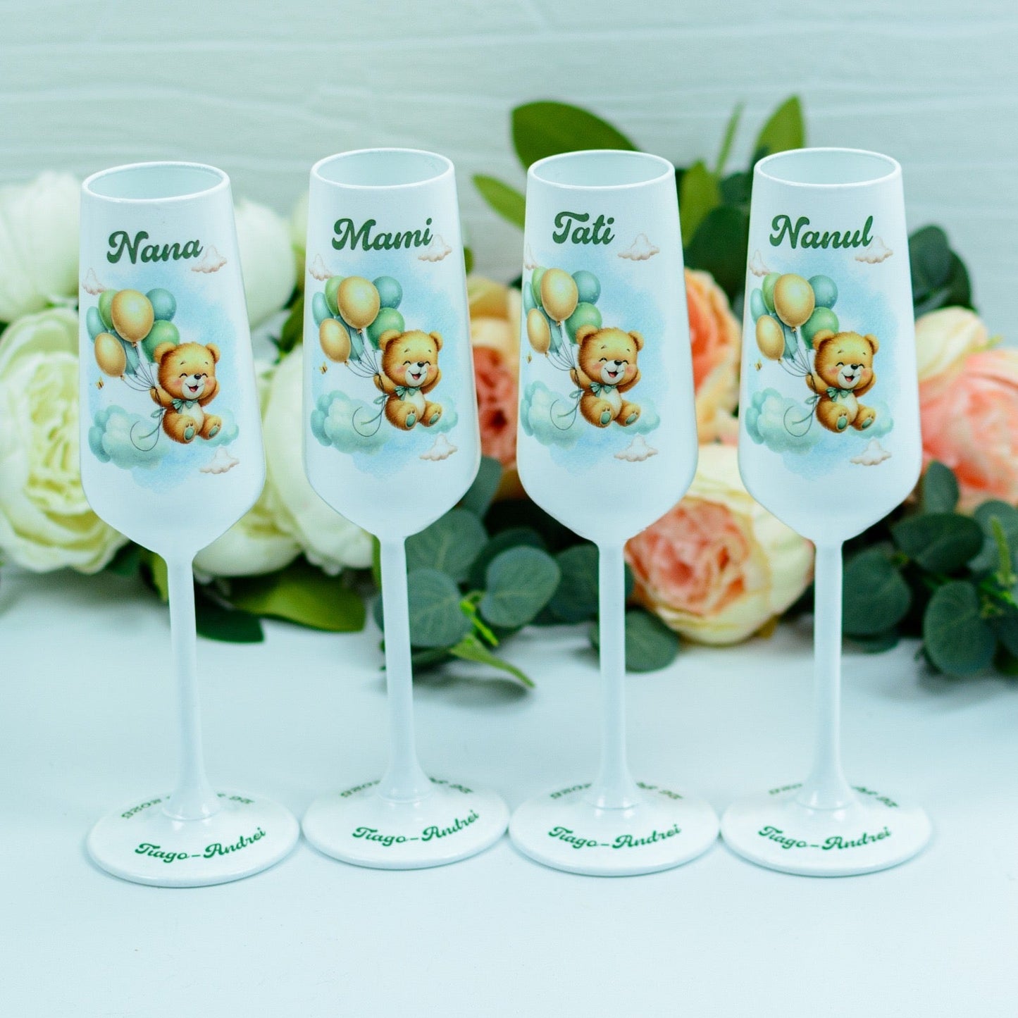 Pahare botez Ursulețul Vesel RoHandWork
