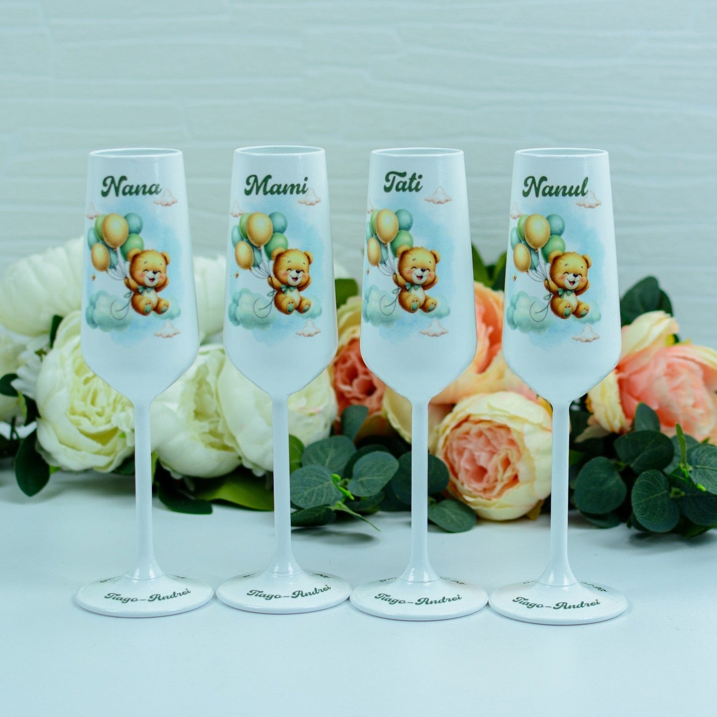 Pahare botez Ursulețul Vesel RoHandWork
