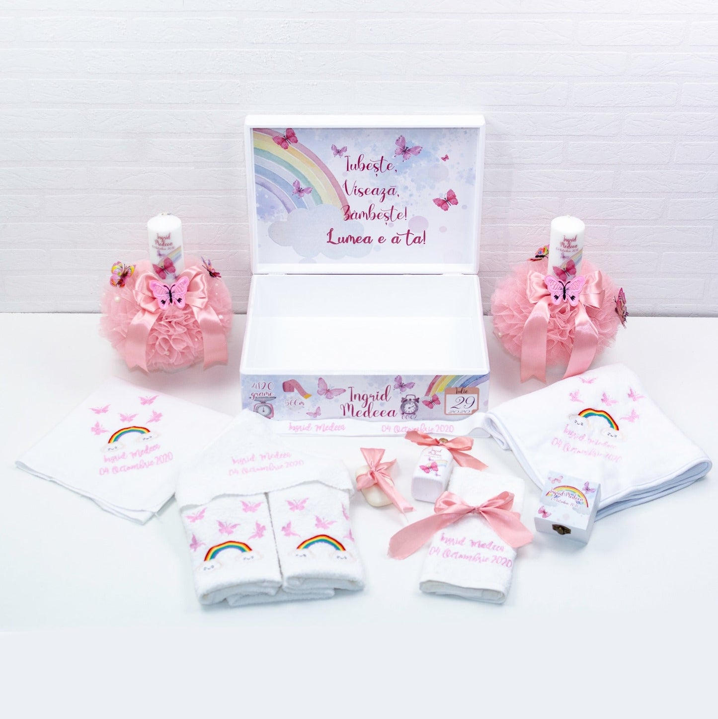 Set trusou botez fluturi si curcubeu RoHandWork