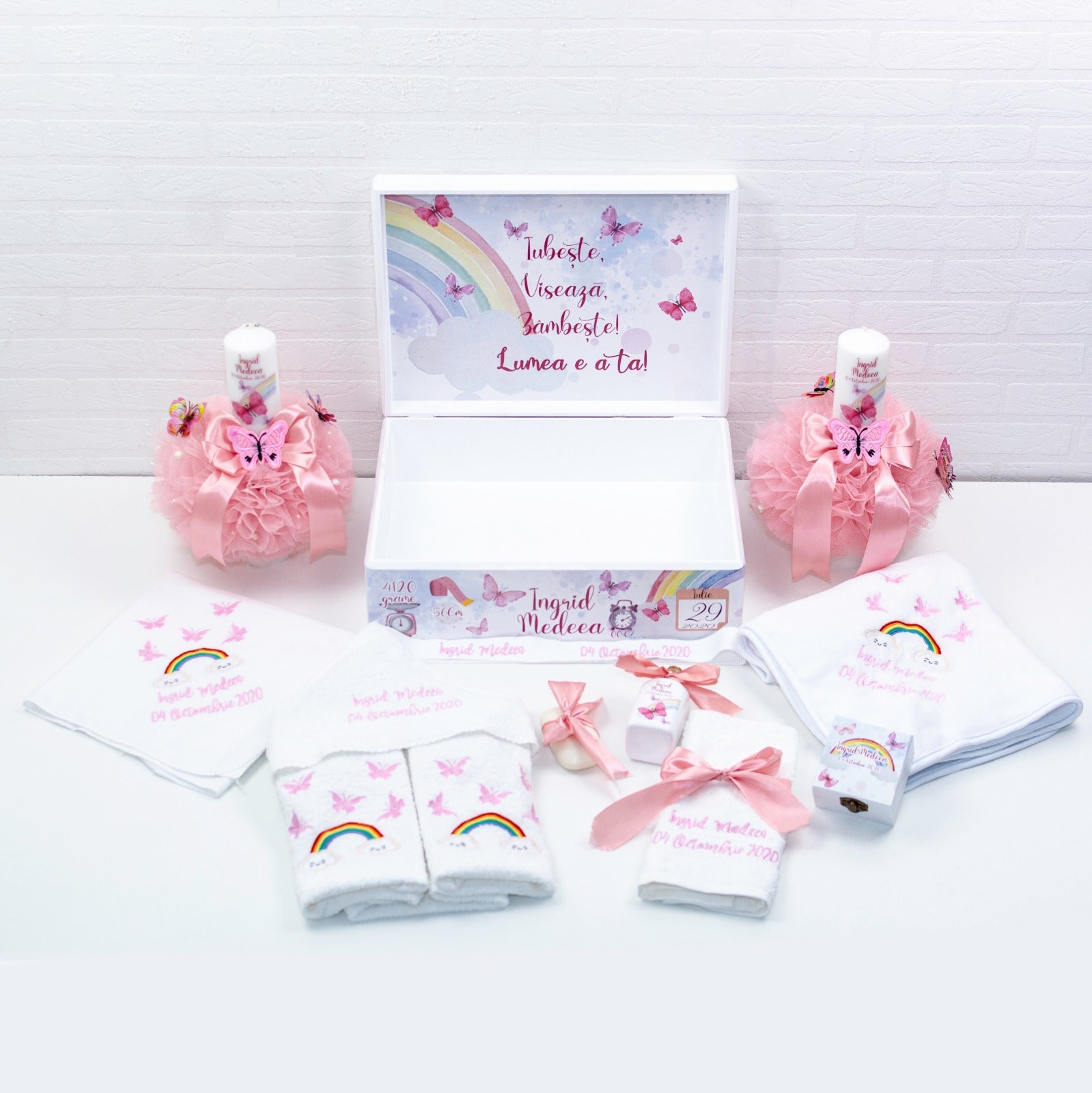 Set trusou botez fluturi si curcubeu RoHandWork