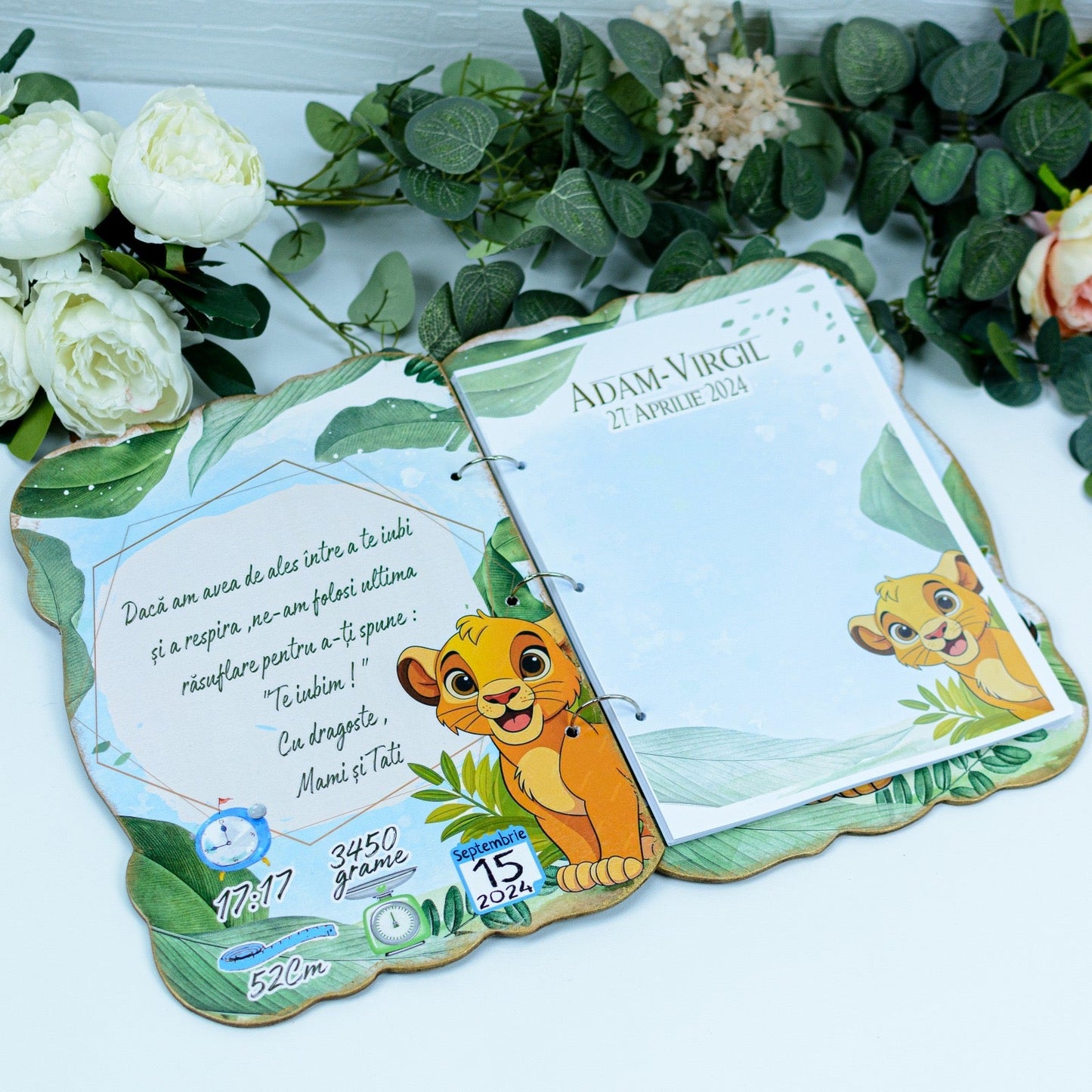 Guestbook Personalizat pentru botez Lion RoHandWork
