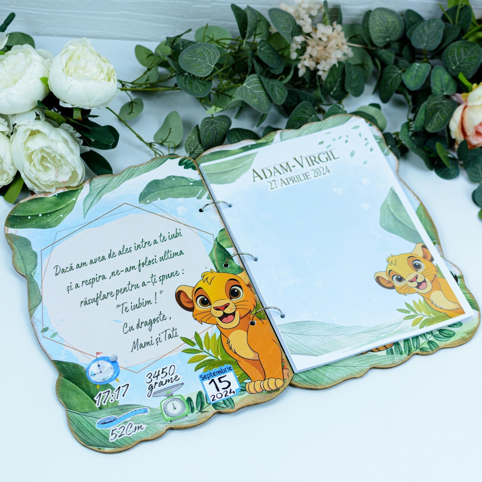 Guestbook Personalizat pentru botez Lion RoHandWork