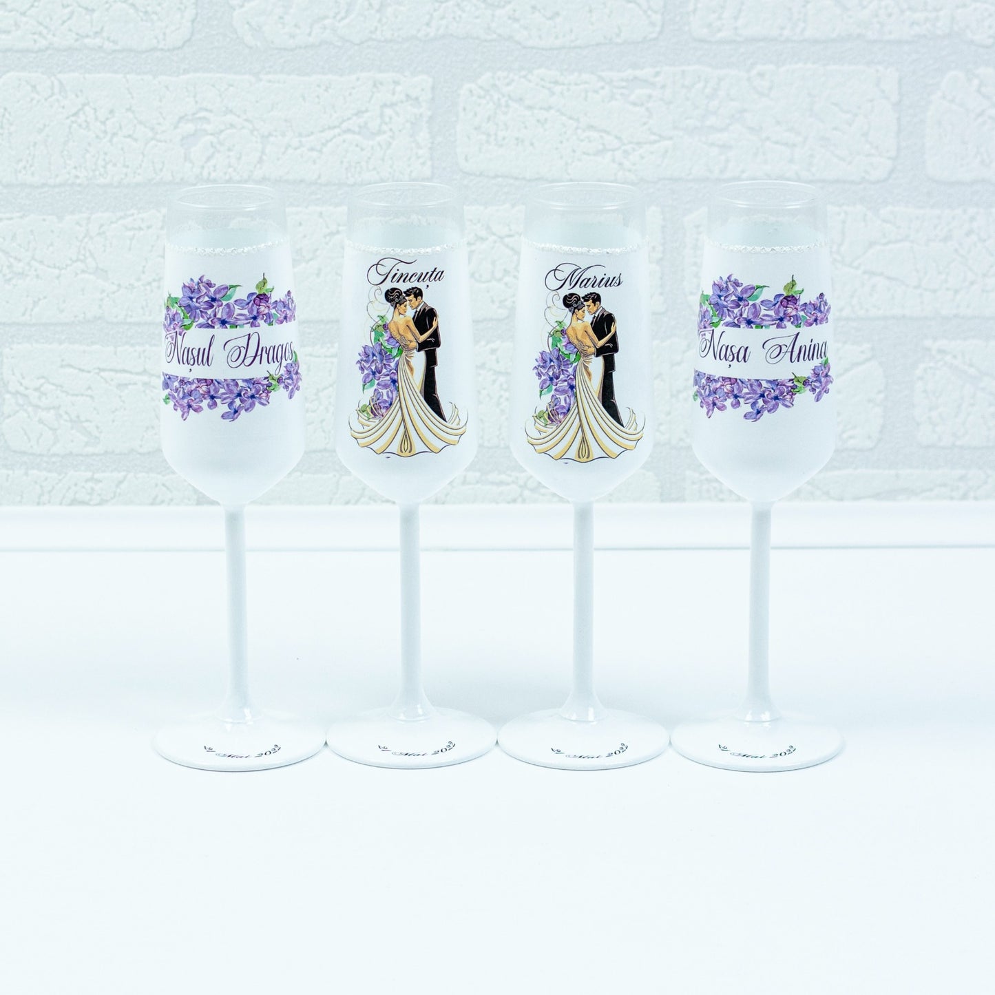Set pahare Nunta sau botez Iris RoHandWork
