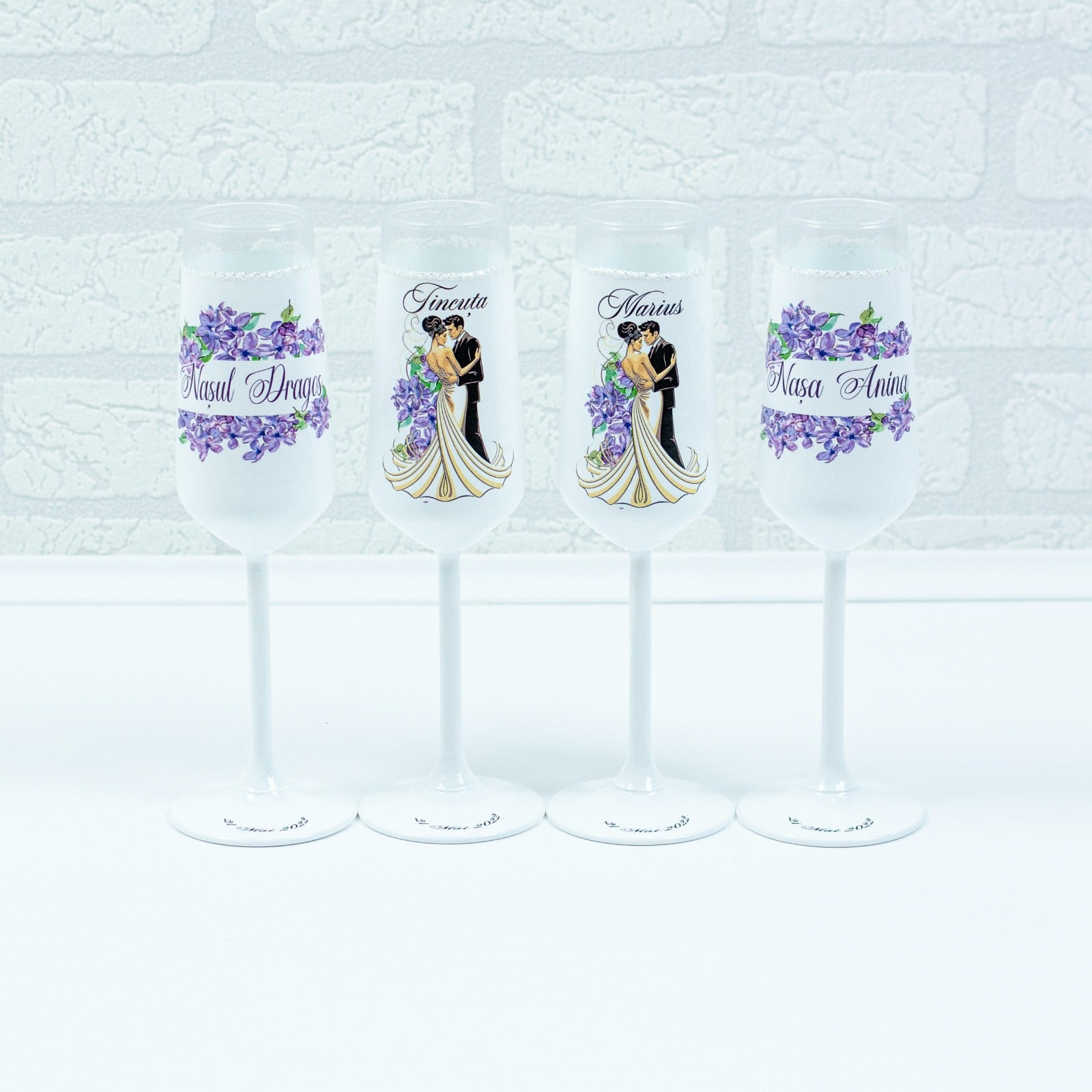 Set pahare Nunta sau botez Iris RoHandWork