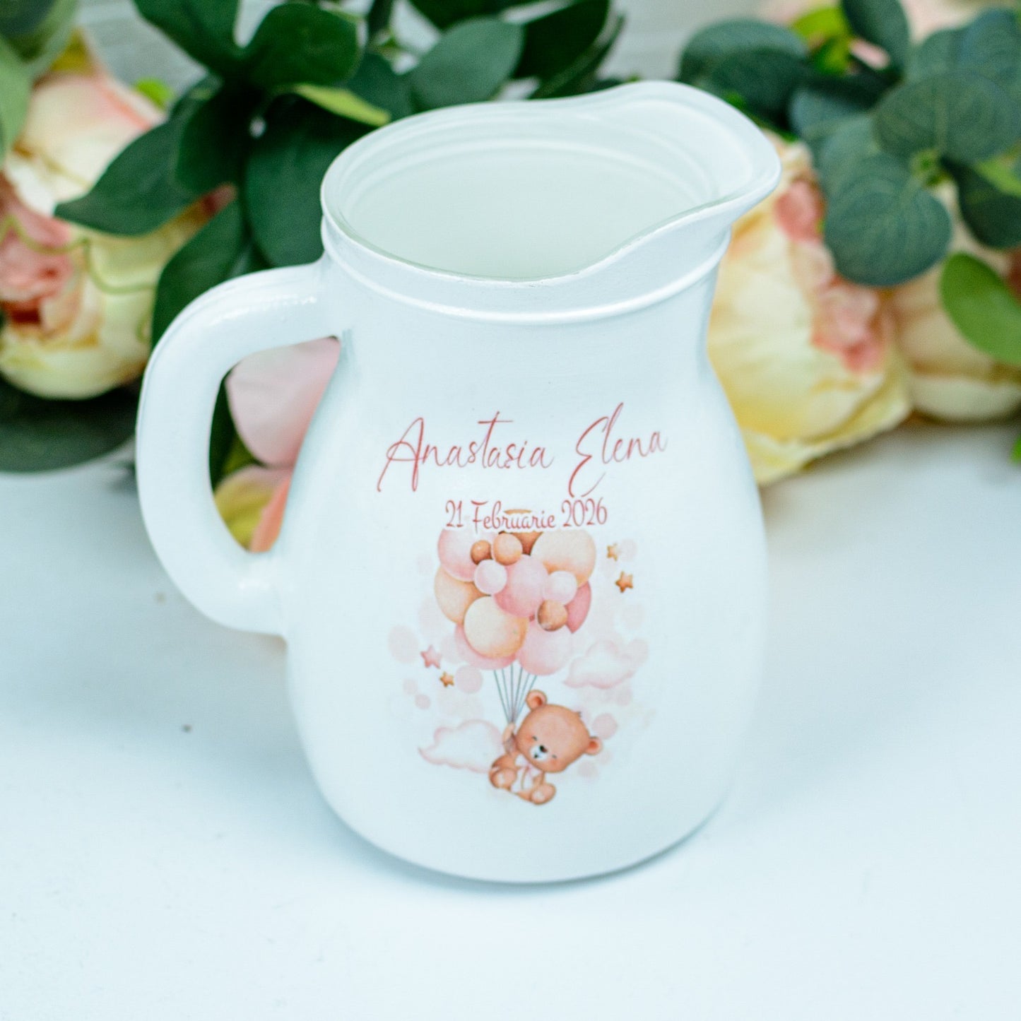 Carafa botez - Canta de botez Ursuleț vesel