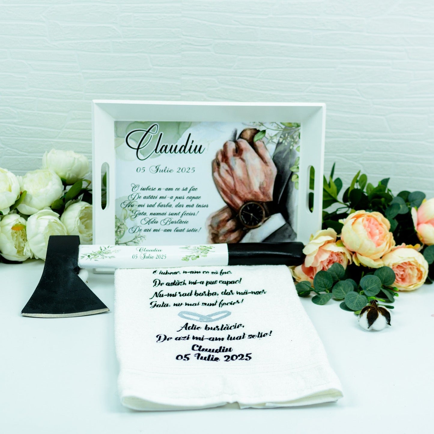 Set pentru gatitul mirelui verde RoHandWork