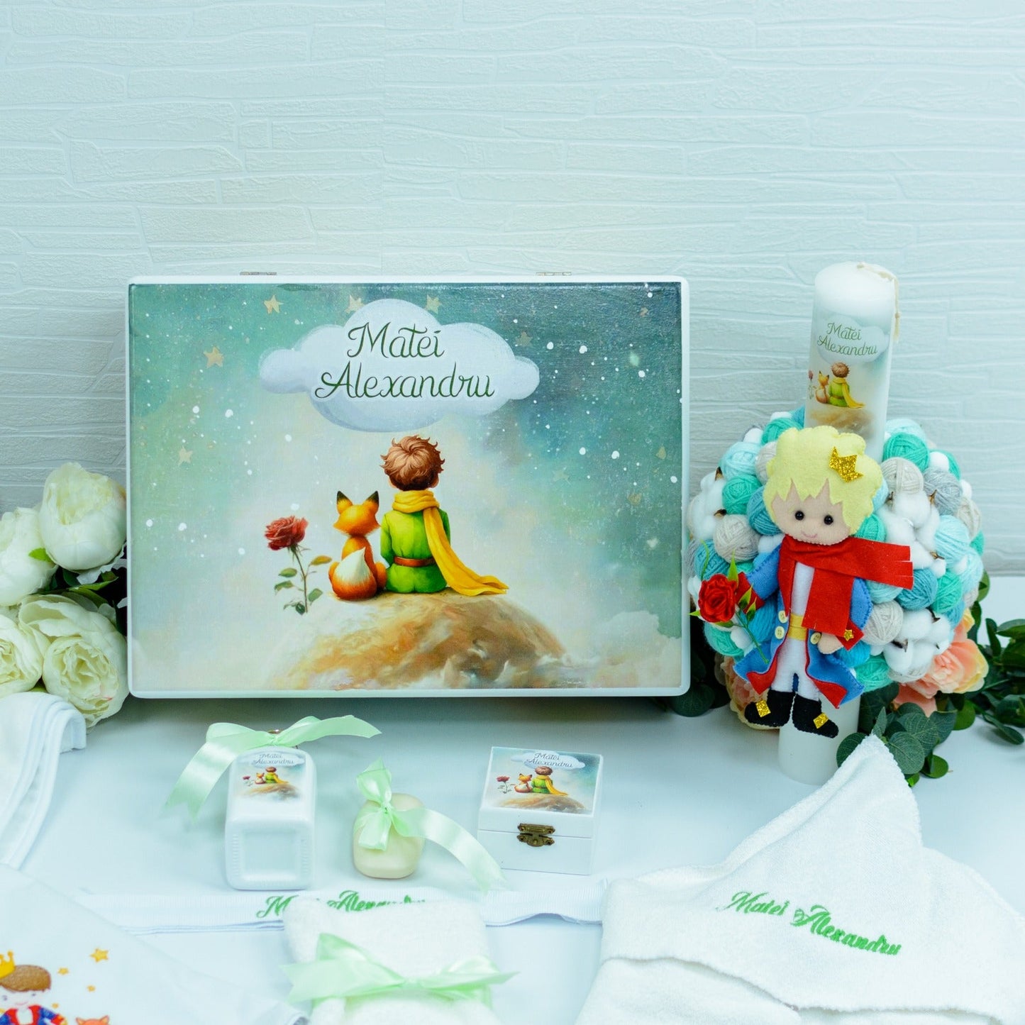 Set trusou botez Micul Print pe luna RoHandWork
