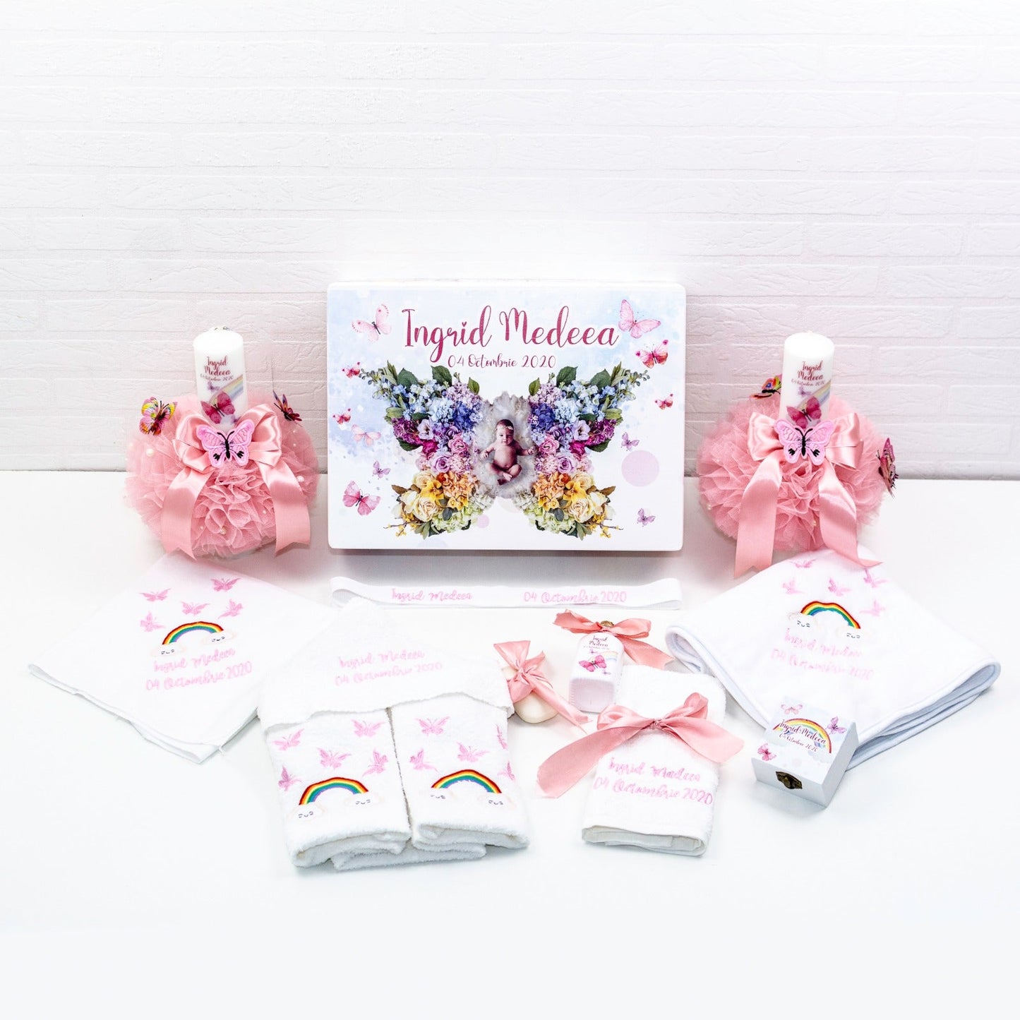 Set trusou botez fluturi si curcubeu RoHandWork
