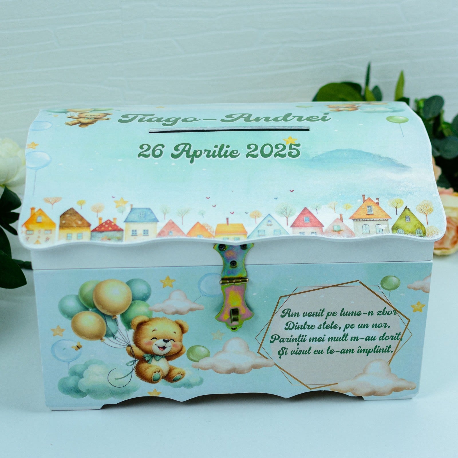Cufar bani botez Ursulet cu baloane RoHandWork