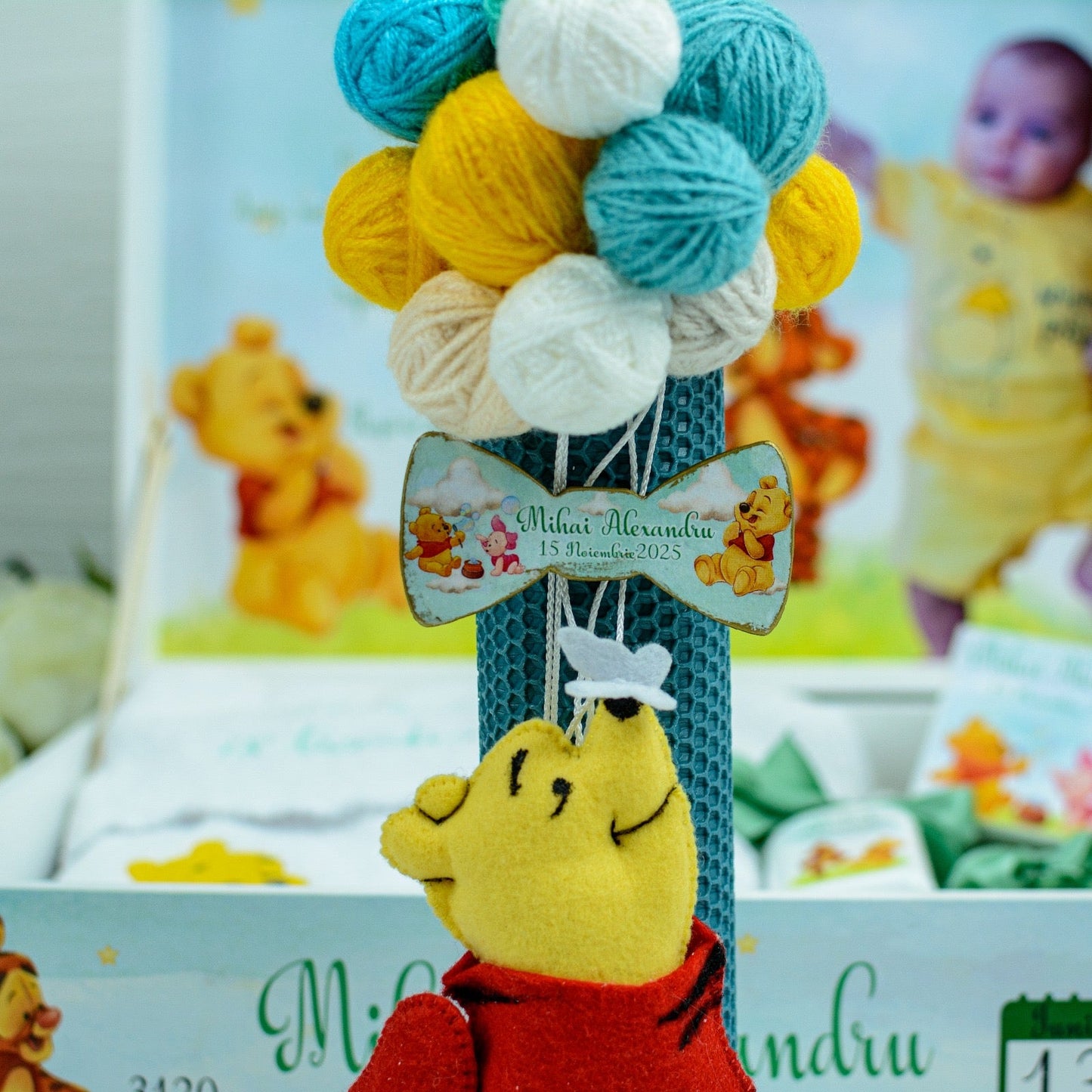 Lumanare Botez Winnie cu baloane RoHandWork