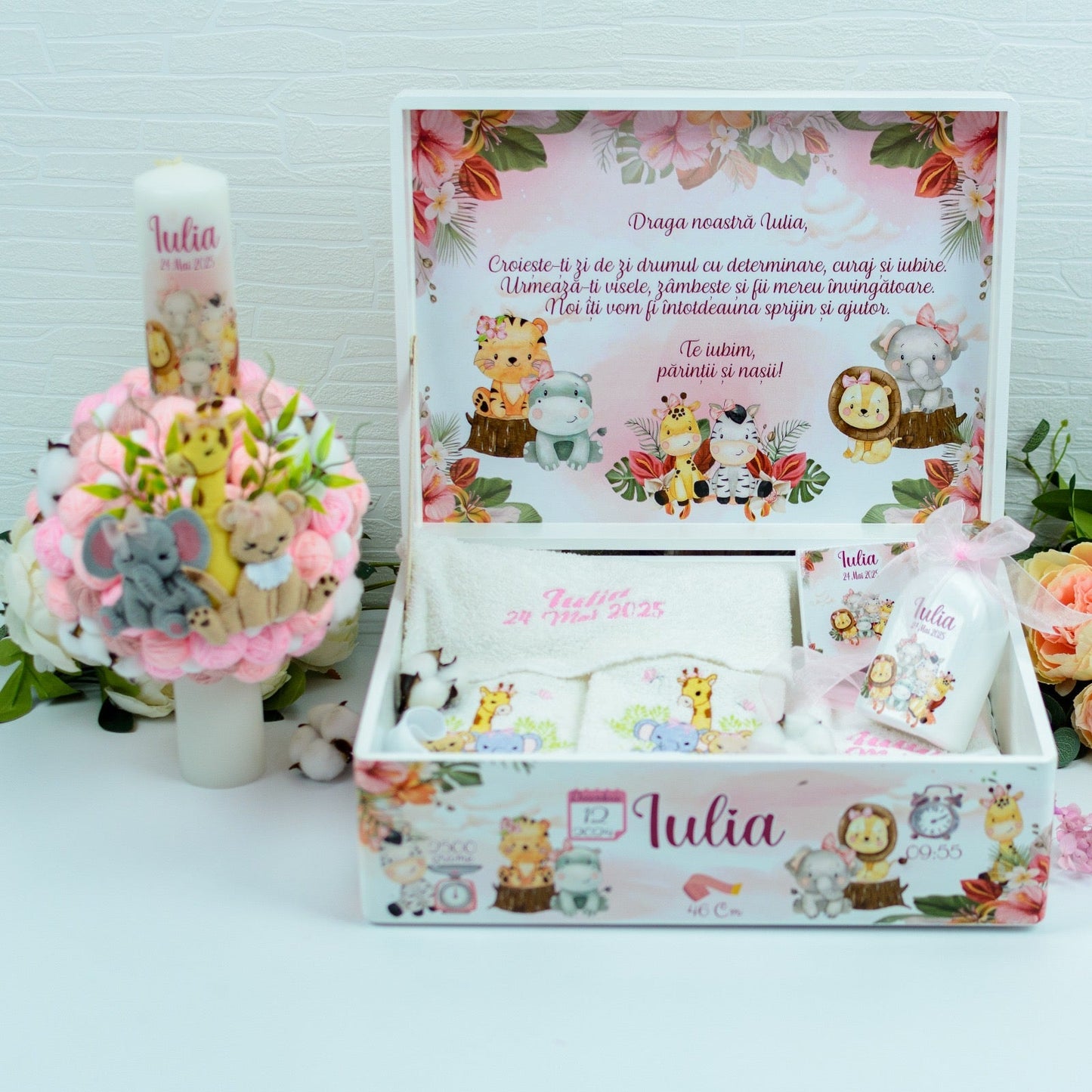 Set trusou botez animăluțe junglă fetiță RoHandWork