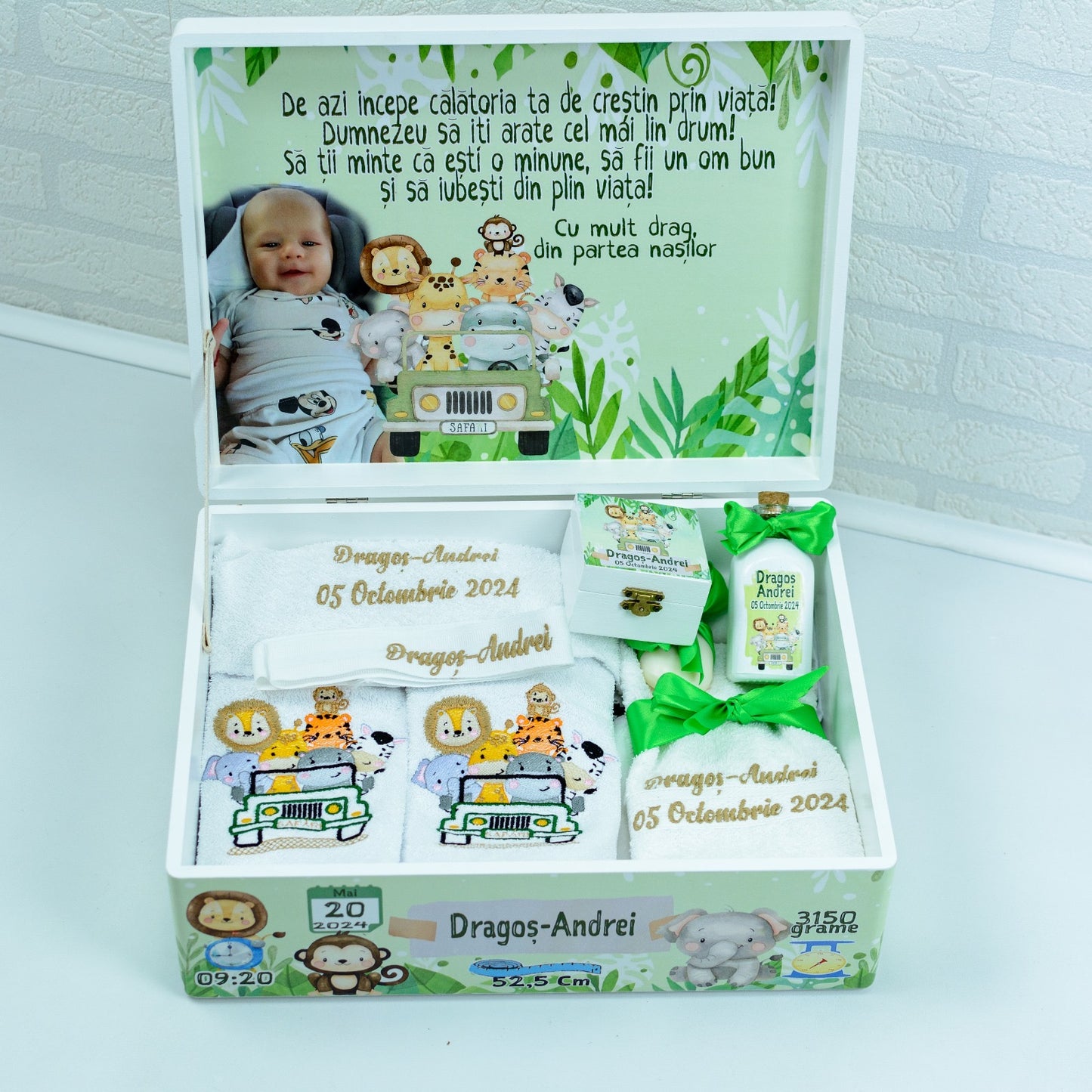Set trusou botez Animale safari in masina RoHandWork