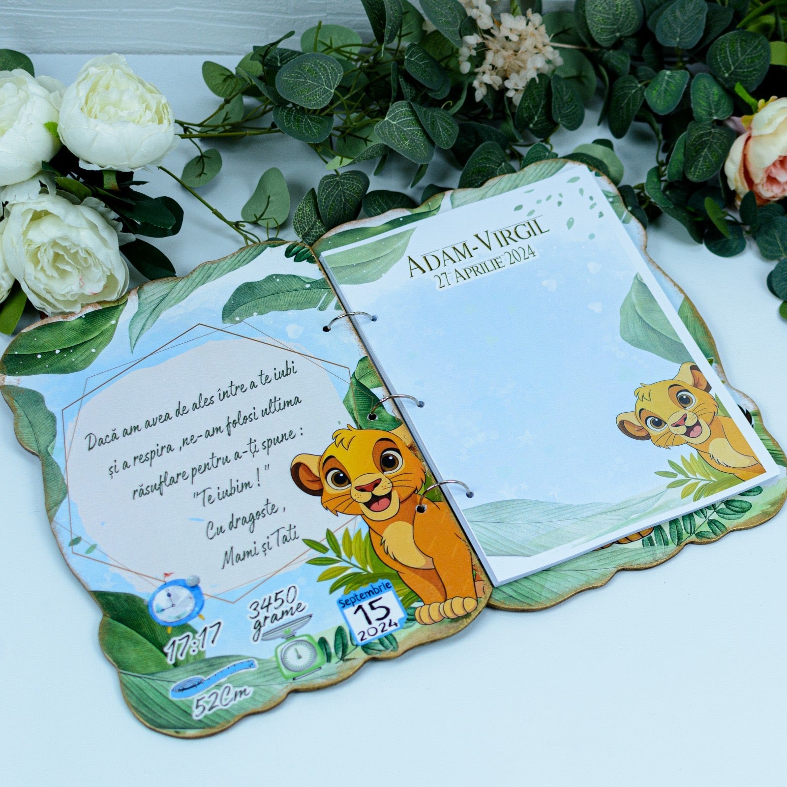 Guestbook Personalizat pentru botez Lion RoHandWork