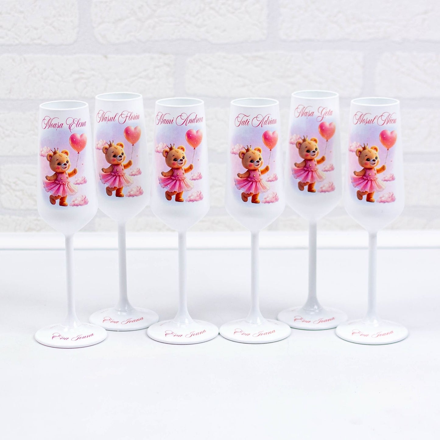 Pahare botez ursulet printesa cu baloane RoHandWork