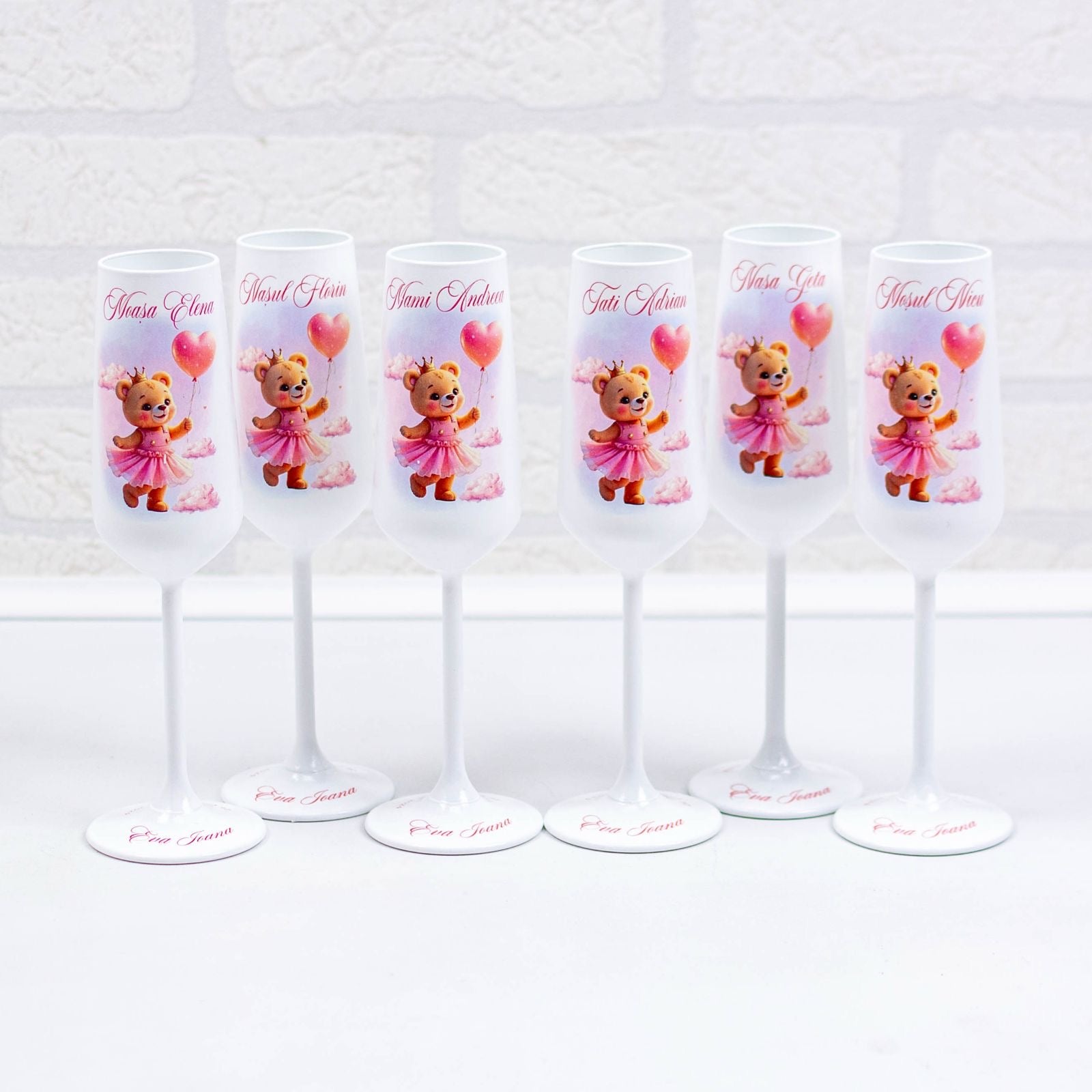 Pahare botez ursulet printesa cu baloane RoHandWork