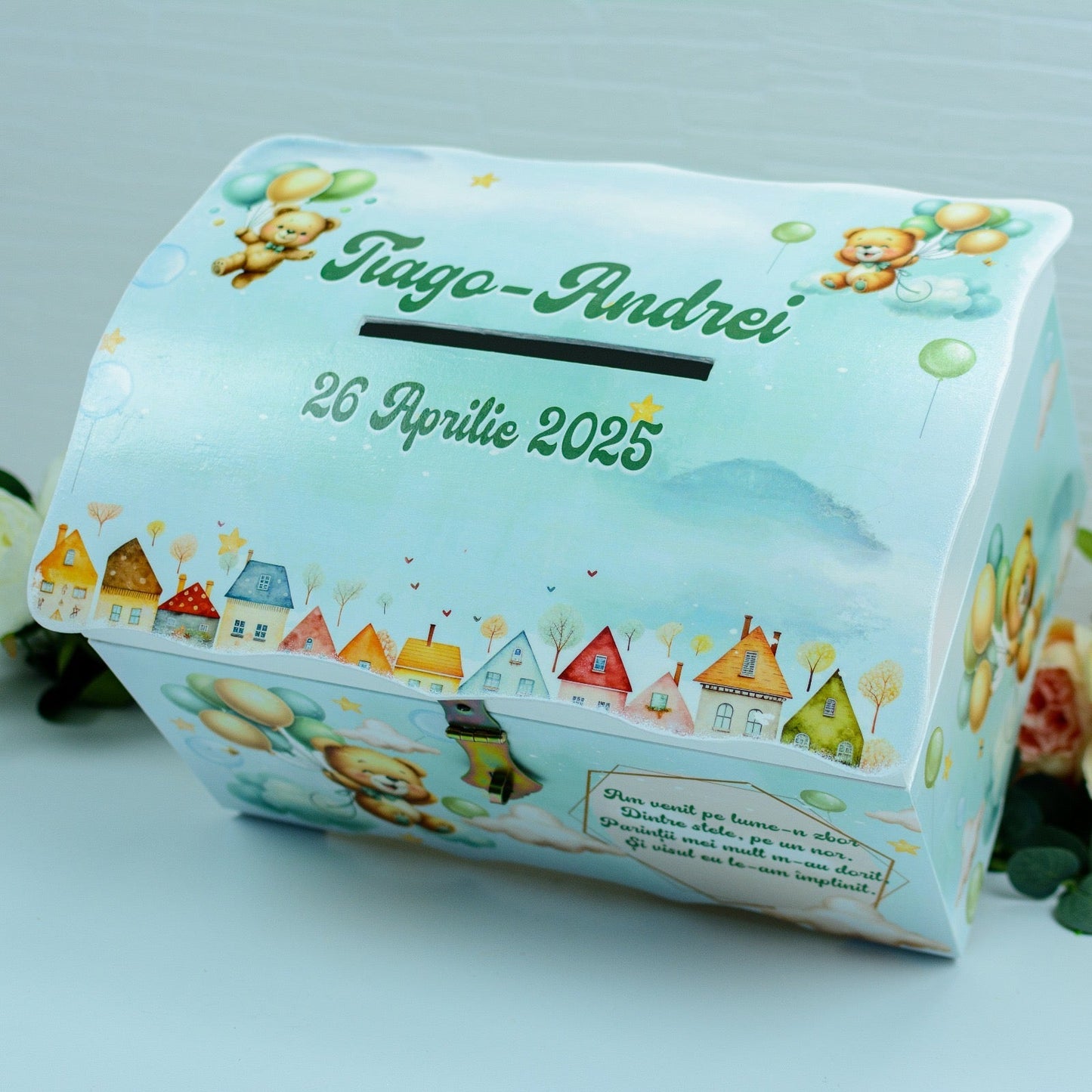 Cufar bani botez Ursulet cu baloane RoHandWork