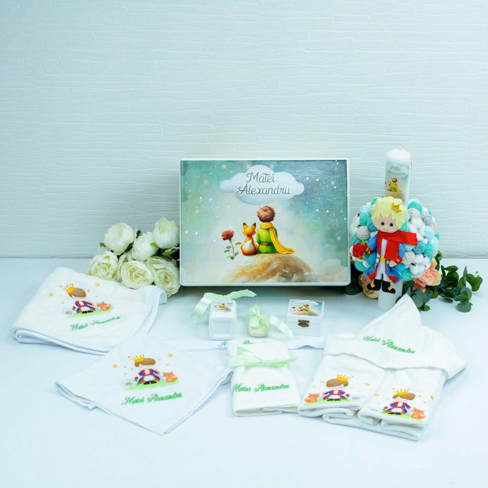 Set trusou botez Micul Print pe luna RoHandWork