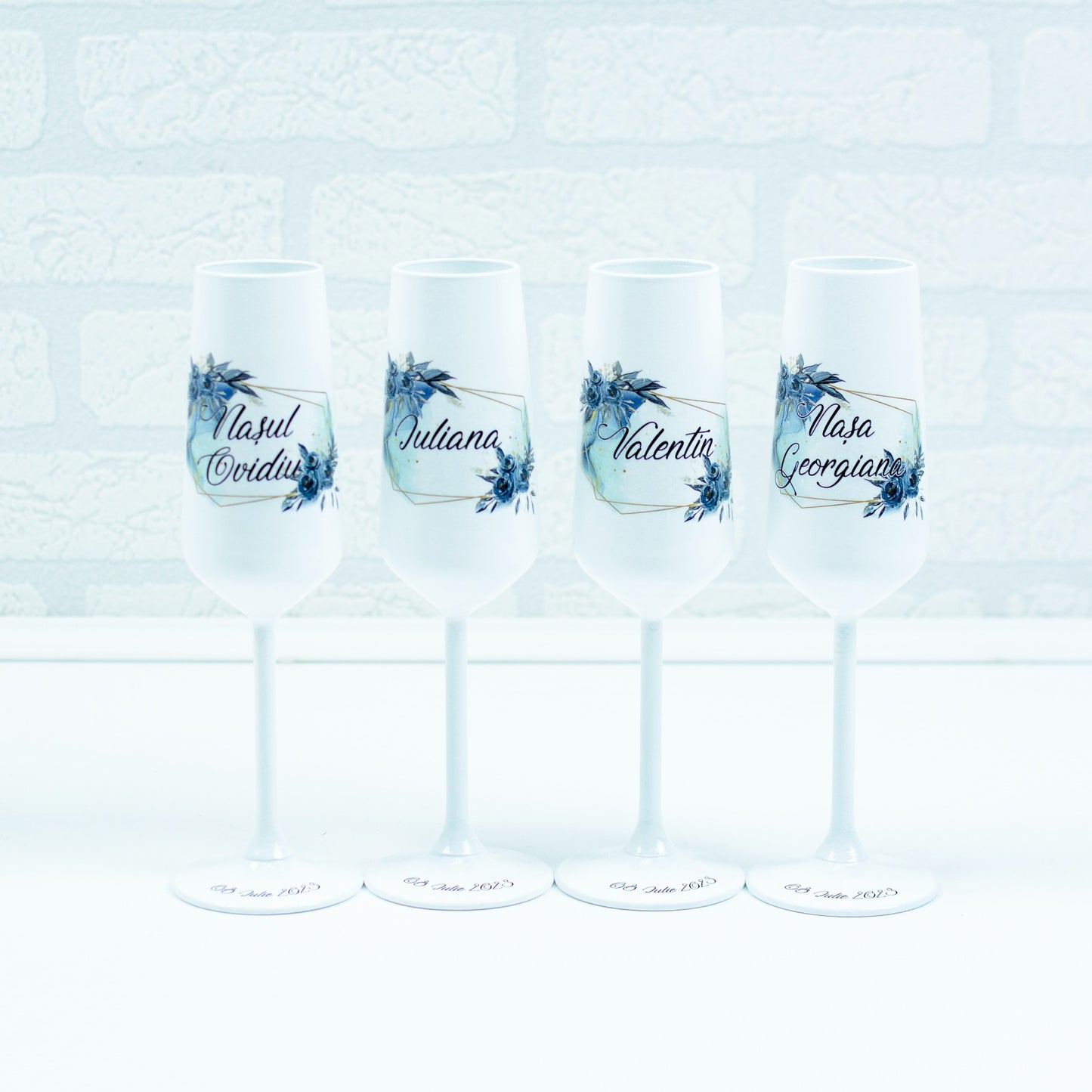 Set pahare Nunta Albastru regal - RoHandWork