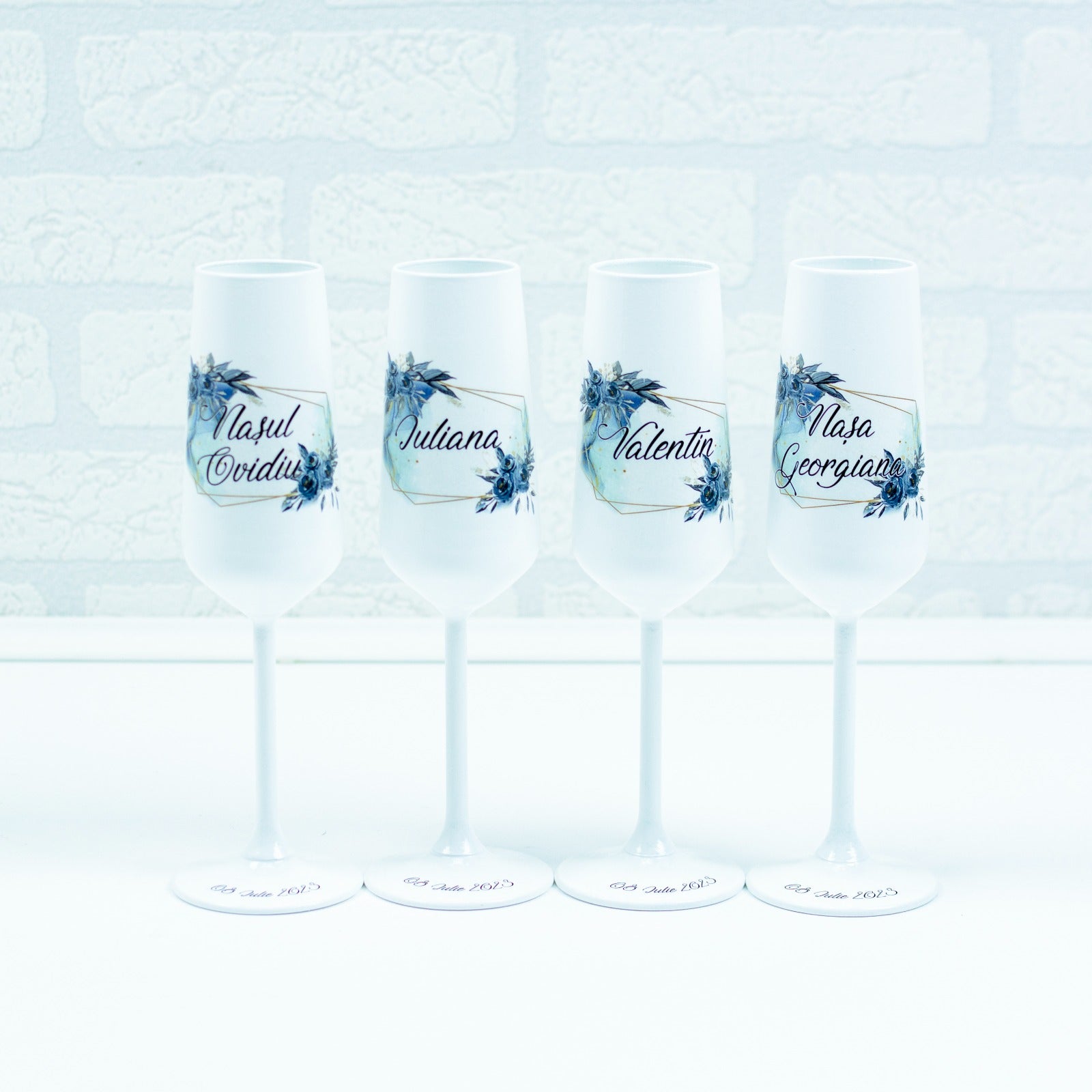 Set pahare Nunta Albastru regal - RoHandWork