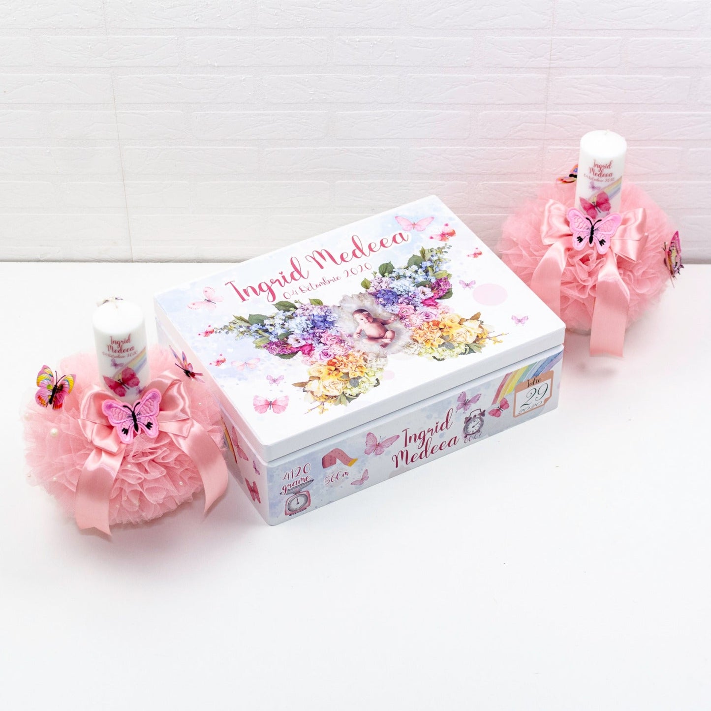 Set trusou botez fluturi si curcubeu RoHandWork