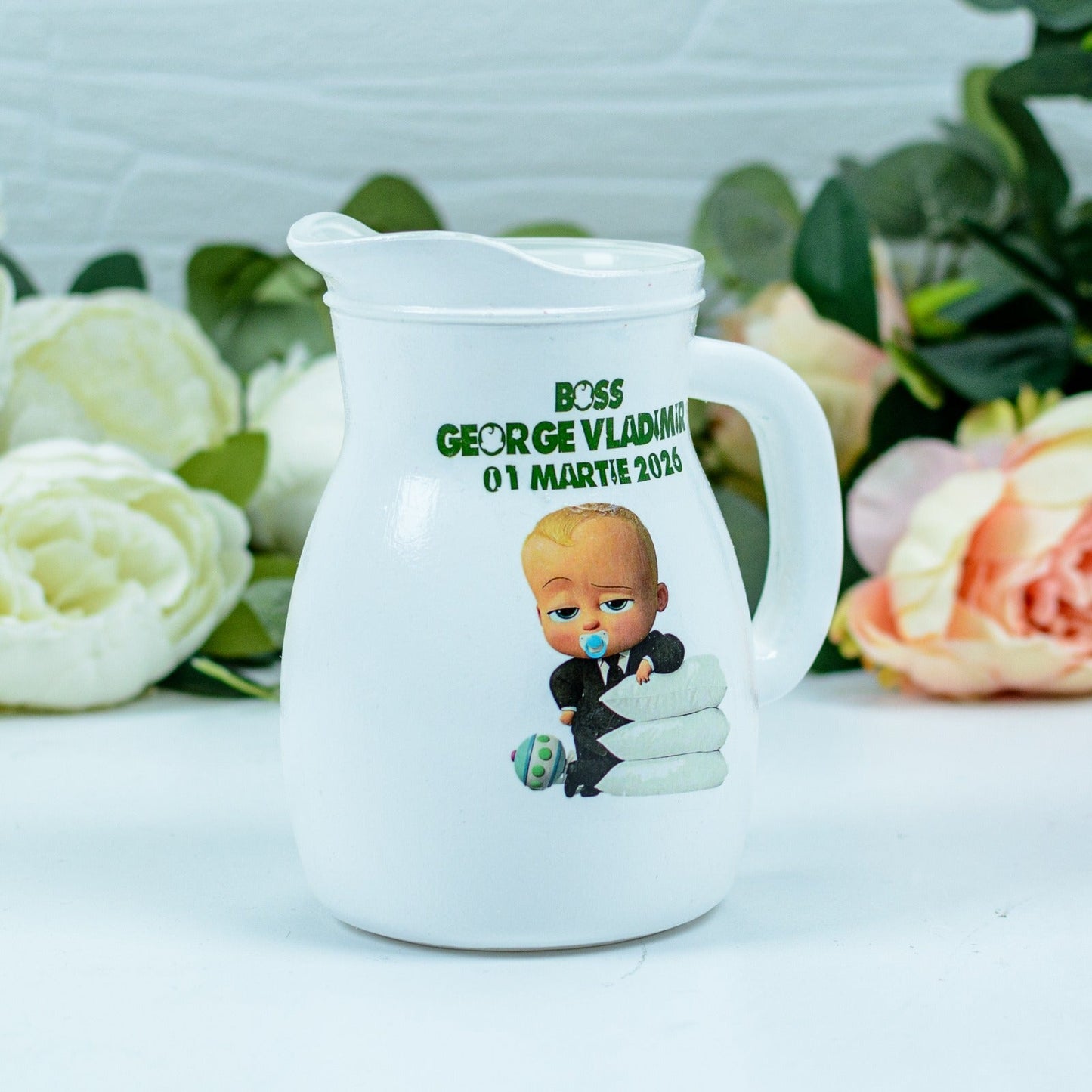 Carafa botez - Canta de botez baby boss verde RoHandWork