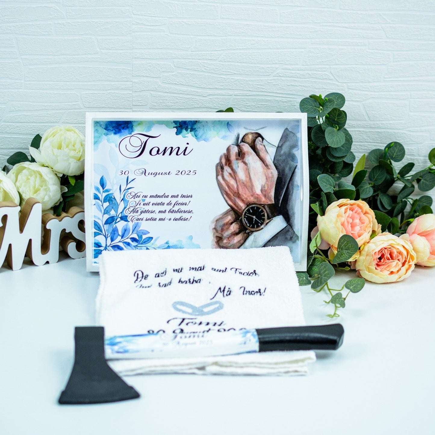 Set pentru gatitul mirelui Blue RoHandWork