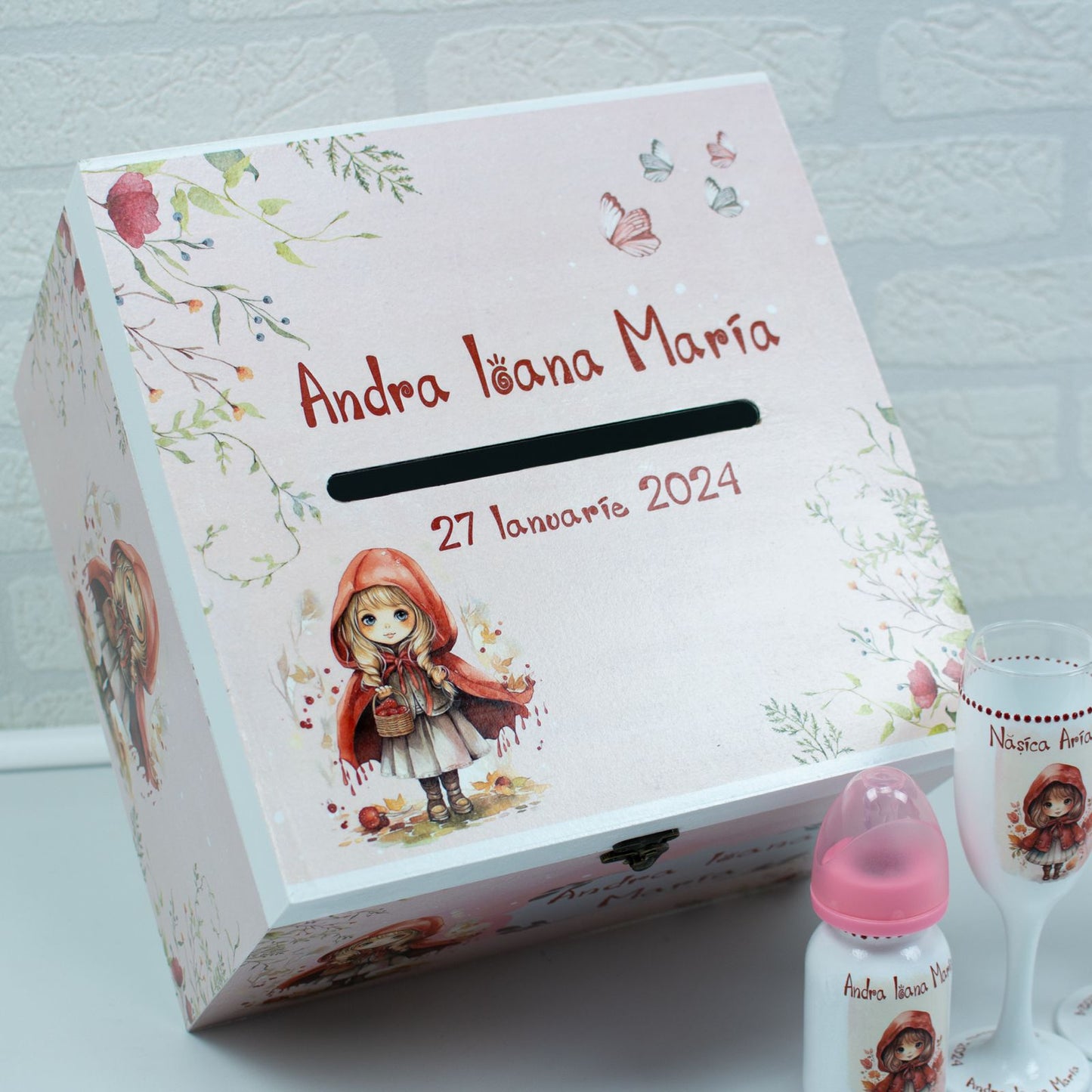 Cufar patrat bani Scufita Rosie RoHandWork
