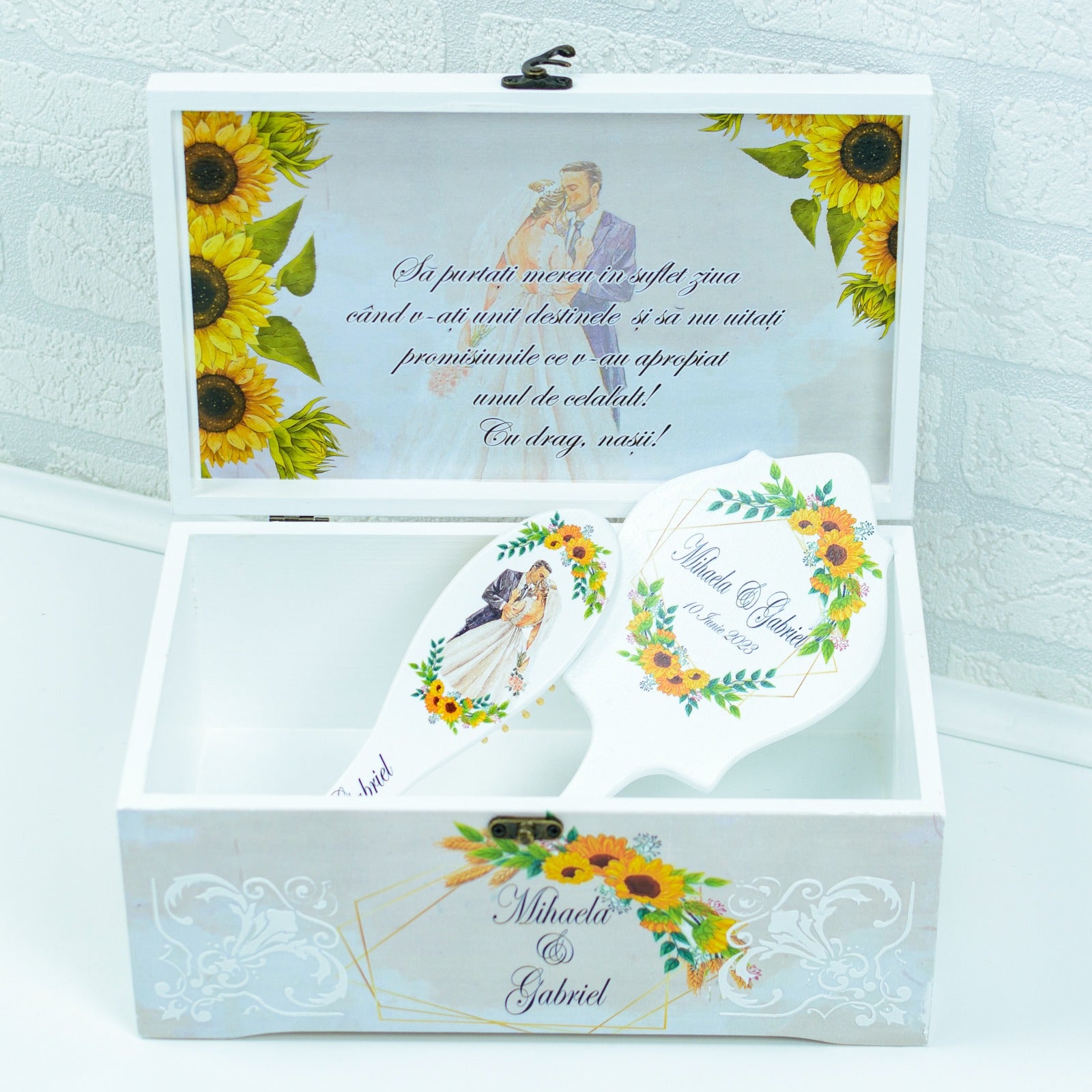 Cutie Amintiri mireasa Floarea soarelui RoHandWork