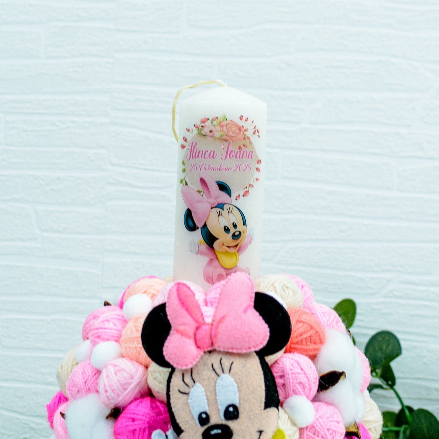 Lumanare Botez cu gheme Baby Minnie RoHandWork