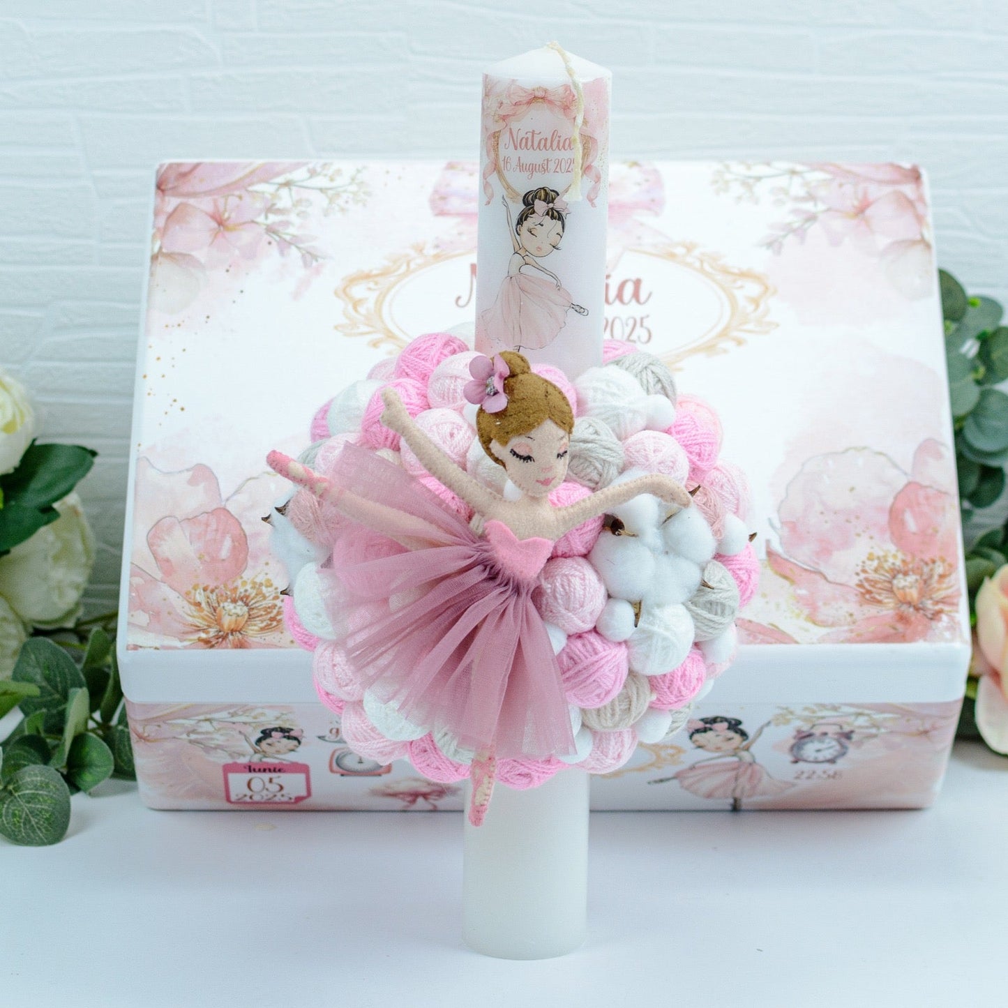 Lumanare Botez gheme Balerina Delicata RoHandWork