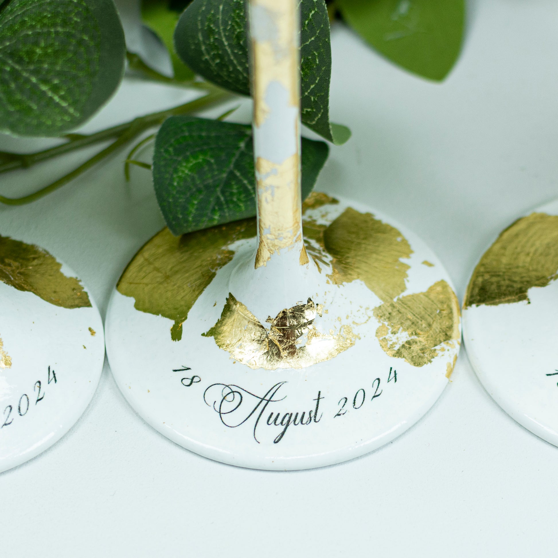 Set pahare cu Foita aurie si fundal Green - RoHandWork