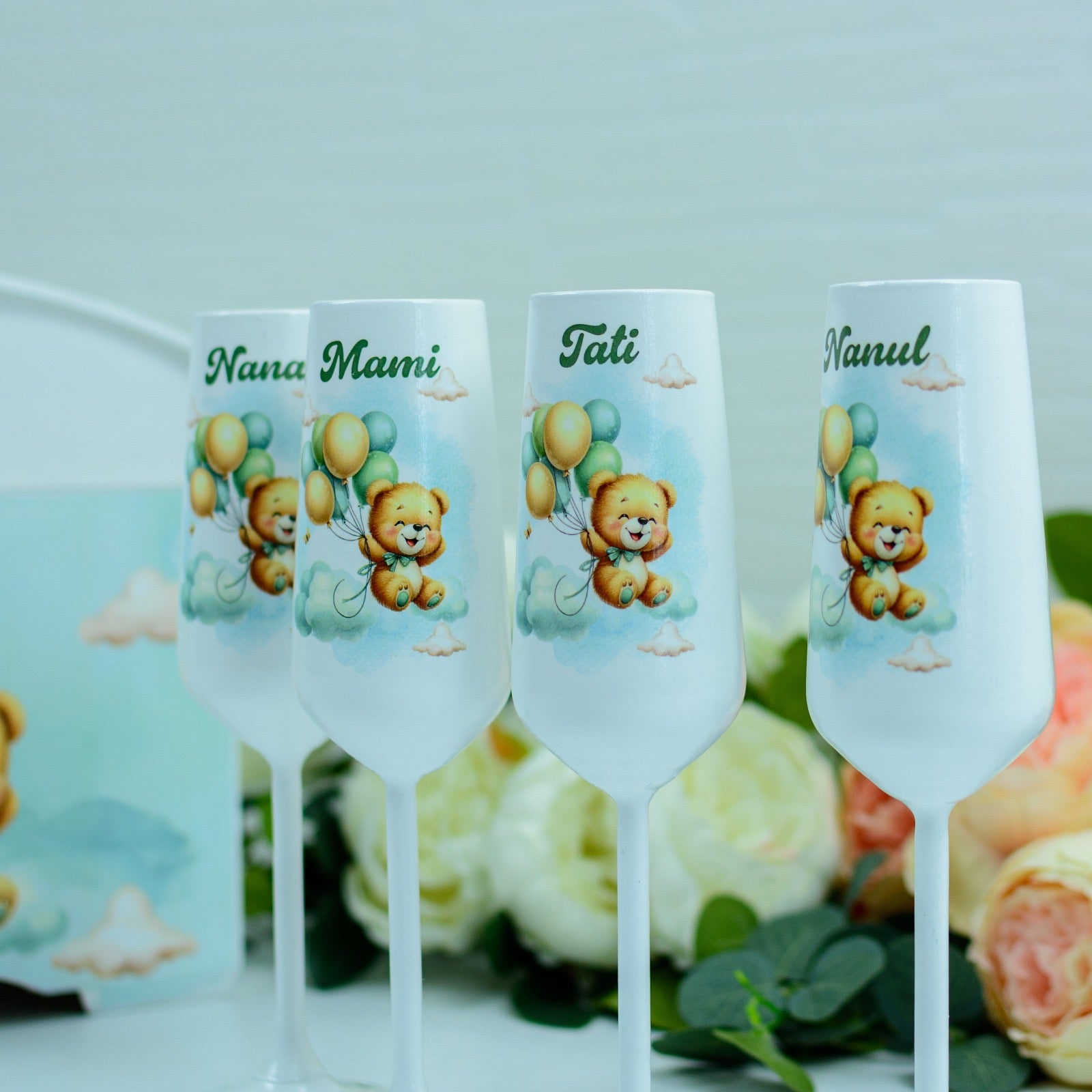 Pahare botez  Ursulețul  Vesel RoHandWork
