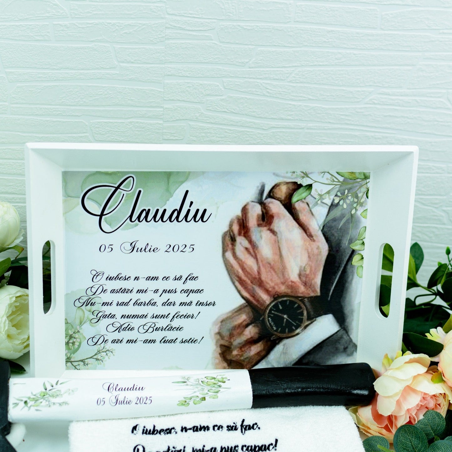 Set pentru gatitul mirelui verde RoHandWork
