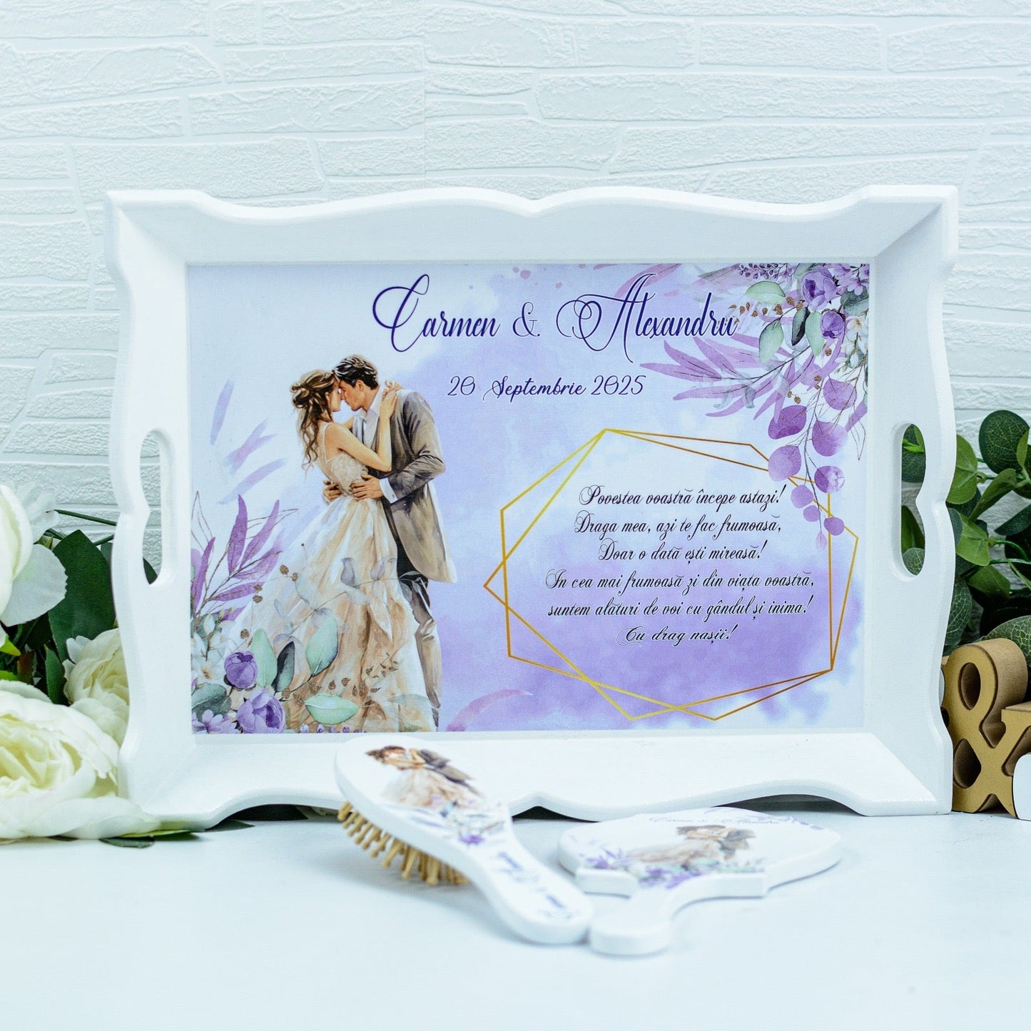 Set gatitul miresei Purple Love story RoHandWork
