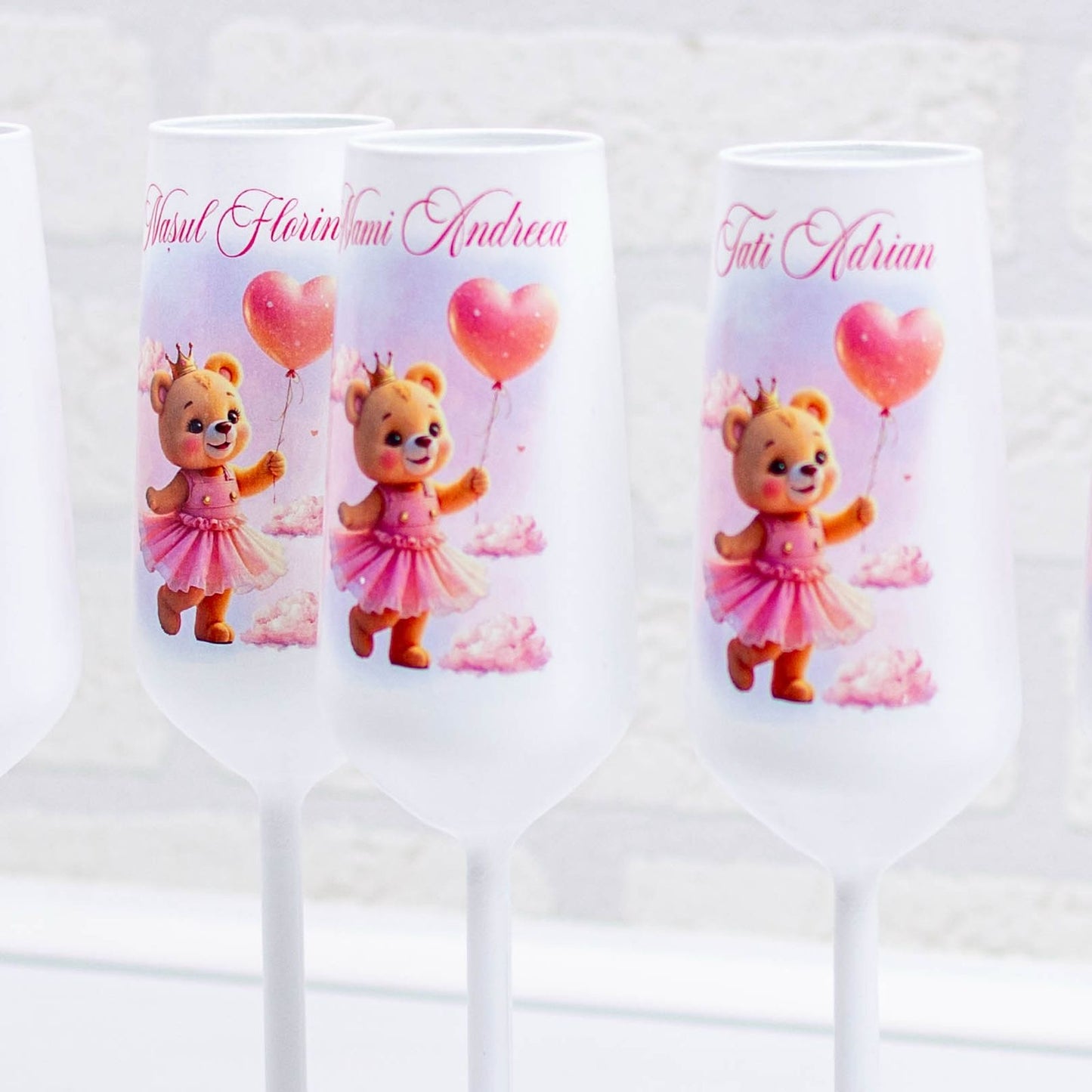 Pahare botez ursulet printesa cu baloane RoHandWork