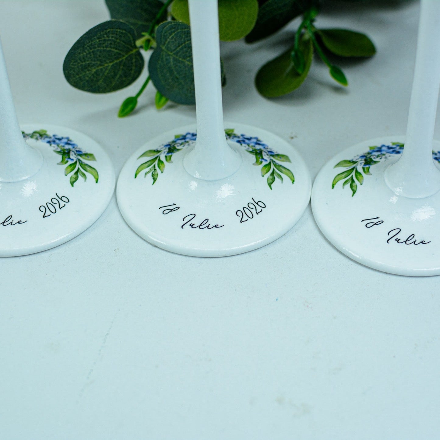 Set Pahare Nuntă - Miri cu Flori Albastre RoHandWork