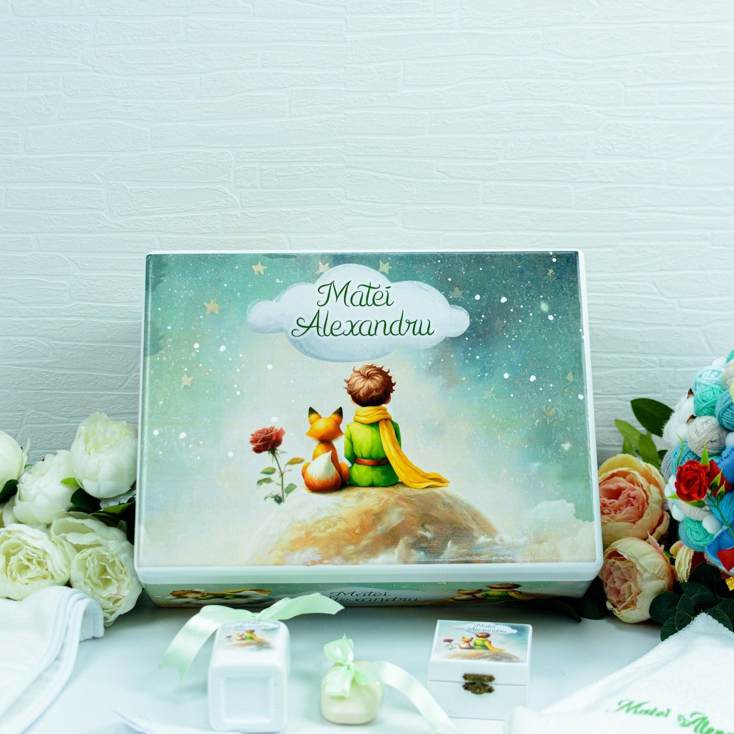 Set trusou botez Micul Print pe luna RoHandWork