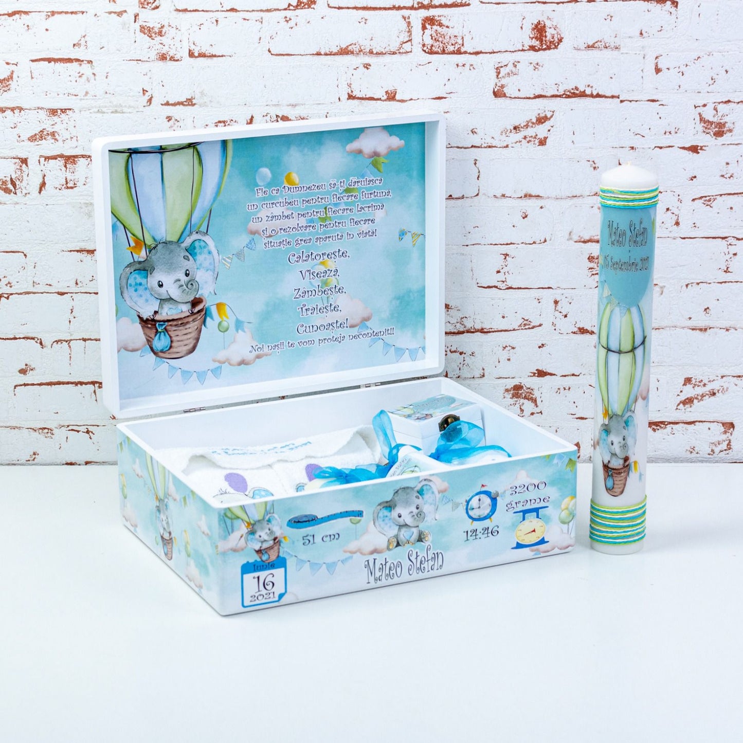 Set trusou botez Elefanti in balon - RoHandWork