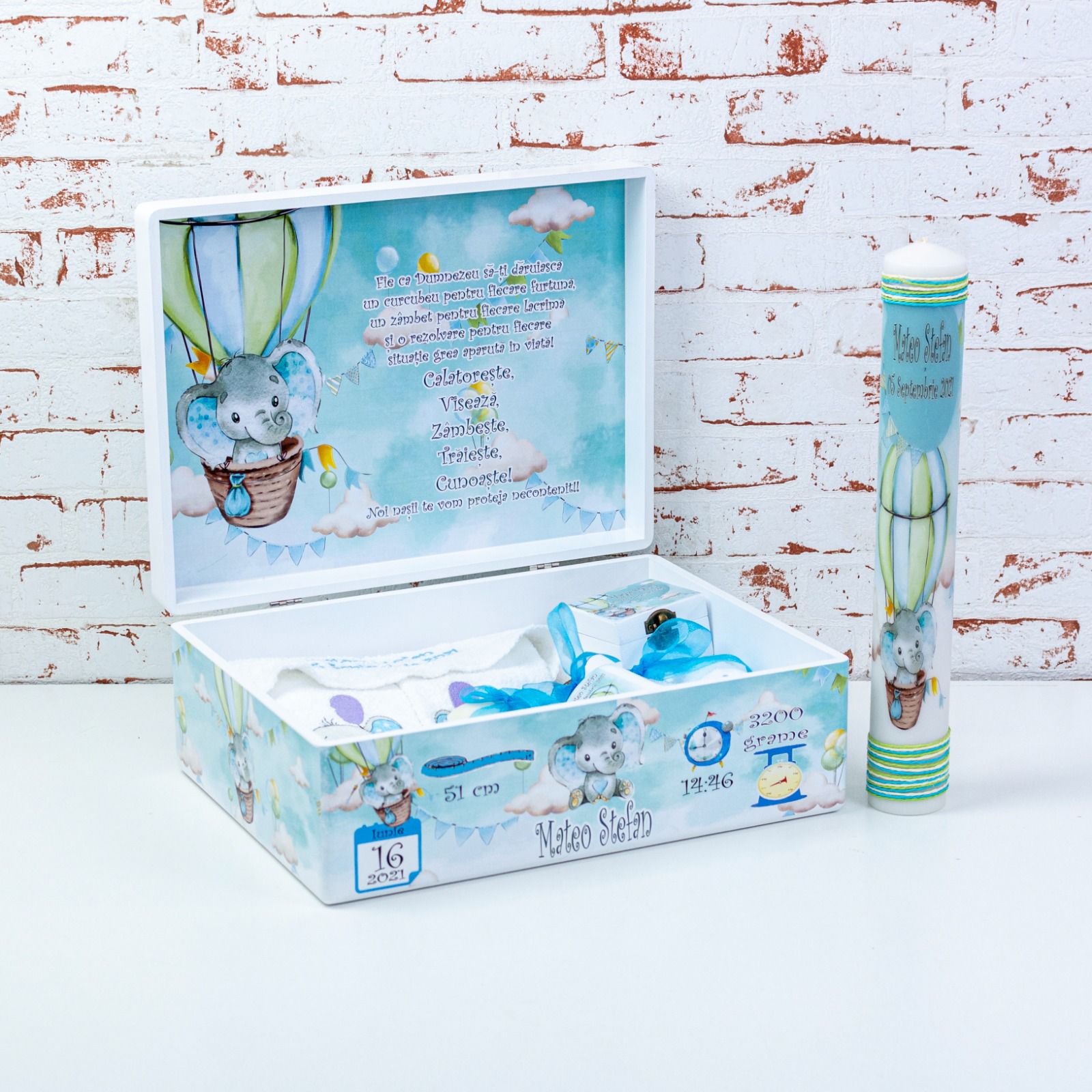 Set trusou botez Elefanti in balon - RoHandWork