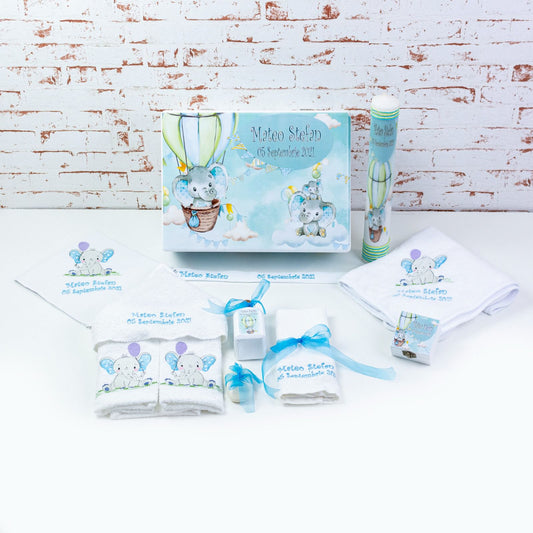Set trusou botez Elefanti in balon - RoHandWork