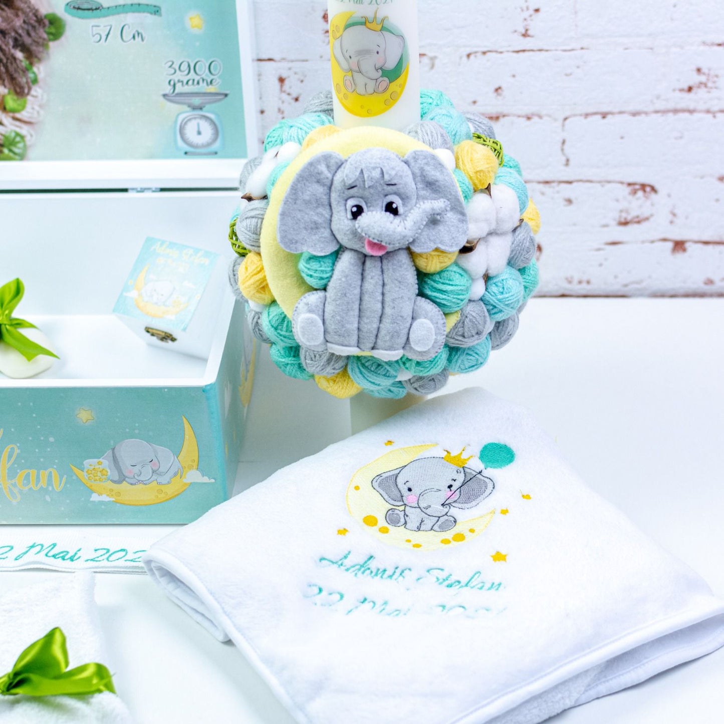 Set trusou botez Elefantel Delicat pe luna - RoHandWork