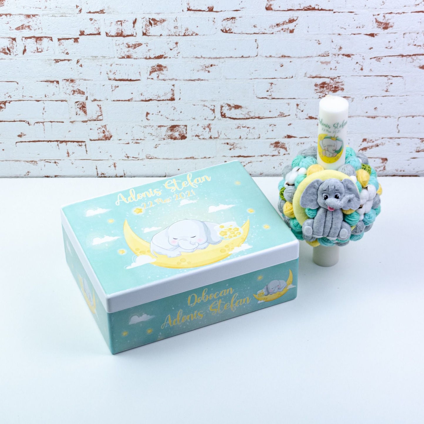 Set trusou botez Elefantel Delicat pe luna - RoHandWork